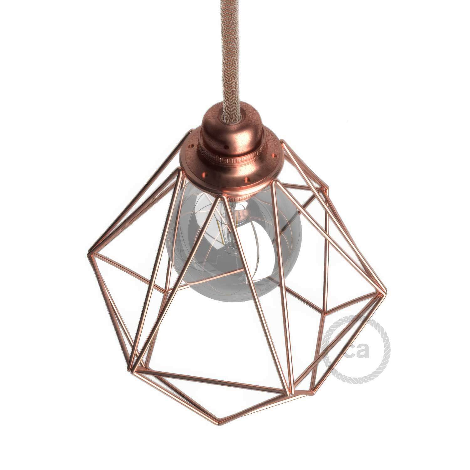 Gabbia paralume Diamond in metallo con attacco E27 - Rame - Image 3