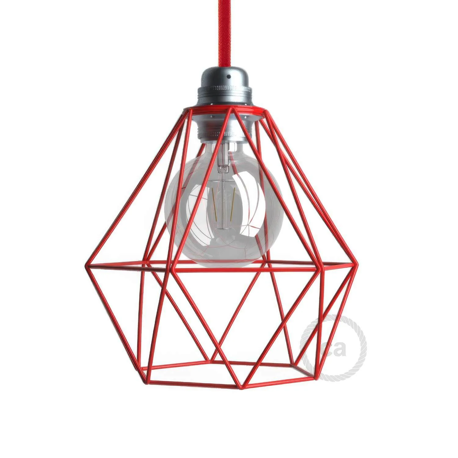 Gabbia paralume Diamond in metallo con attacco E27 - Rosso