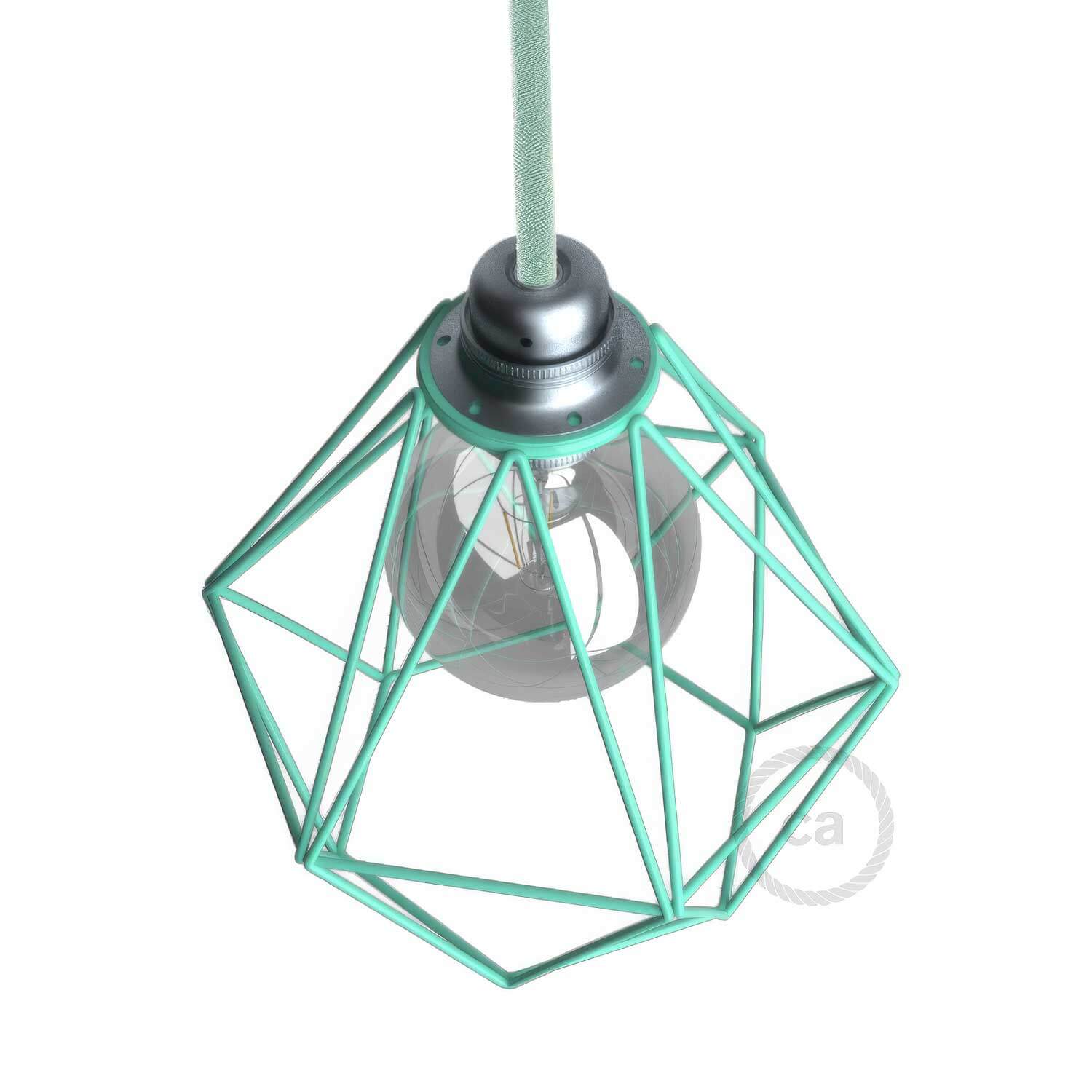 Gabbia paralume Diamond in metallo con attacco E27 - Turchese - Image 3