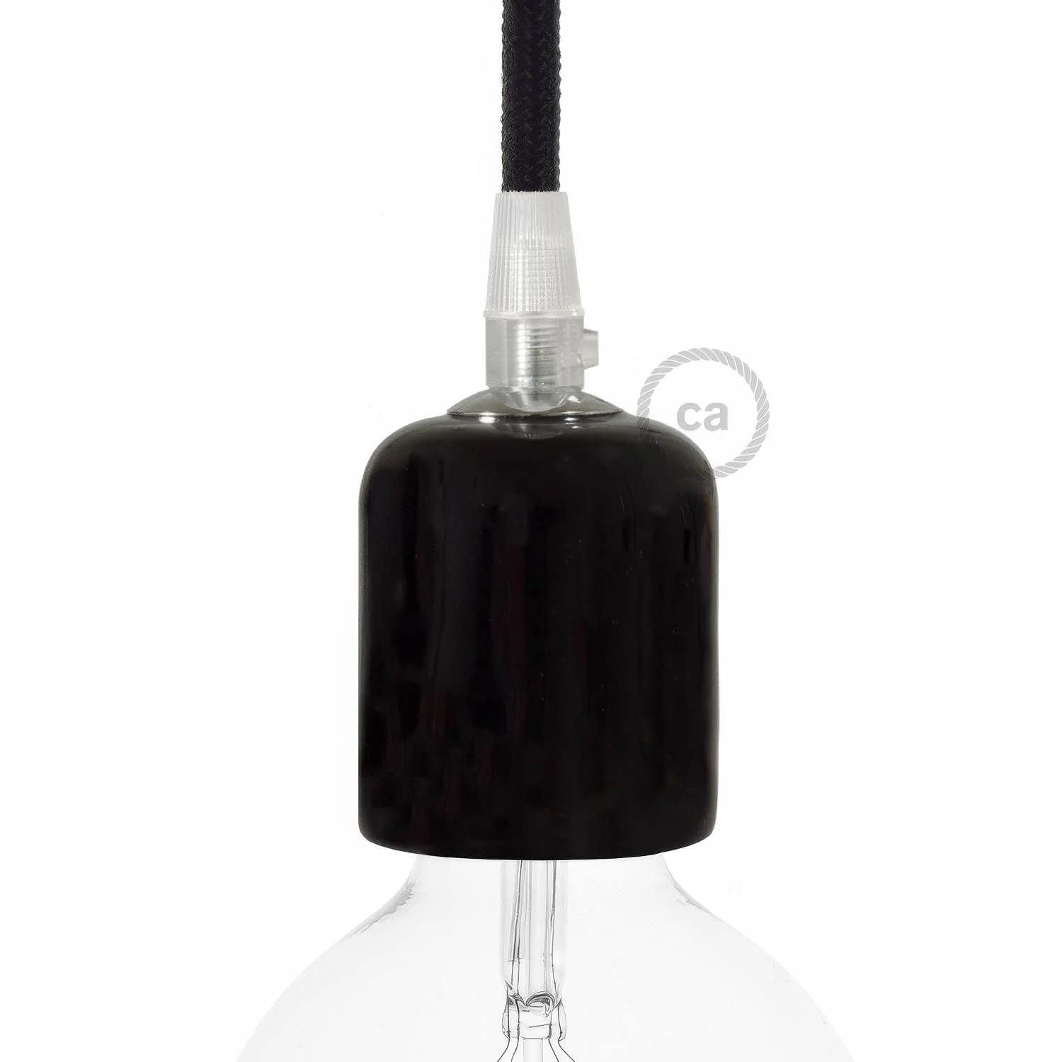 Handmade Ceramic E26 light bulb socket kit - Black