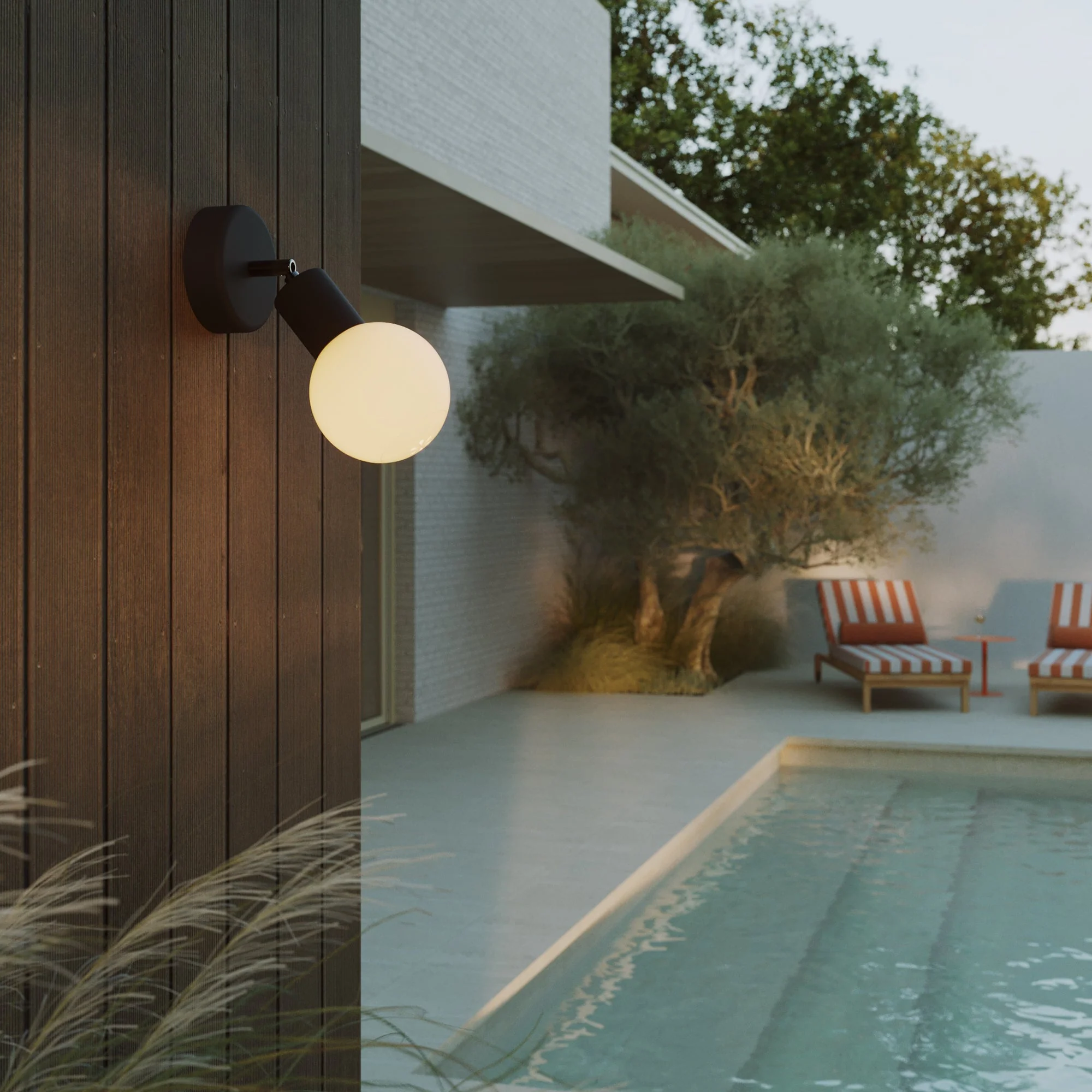 IP65 Modulair Outdoor Wall Light with Adjustable Joint and Unbreak-a-Ball Shatterproof Sphere Shade - Black - Image 2