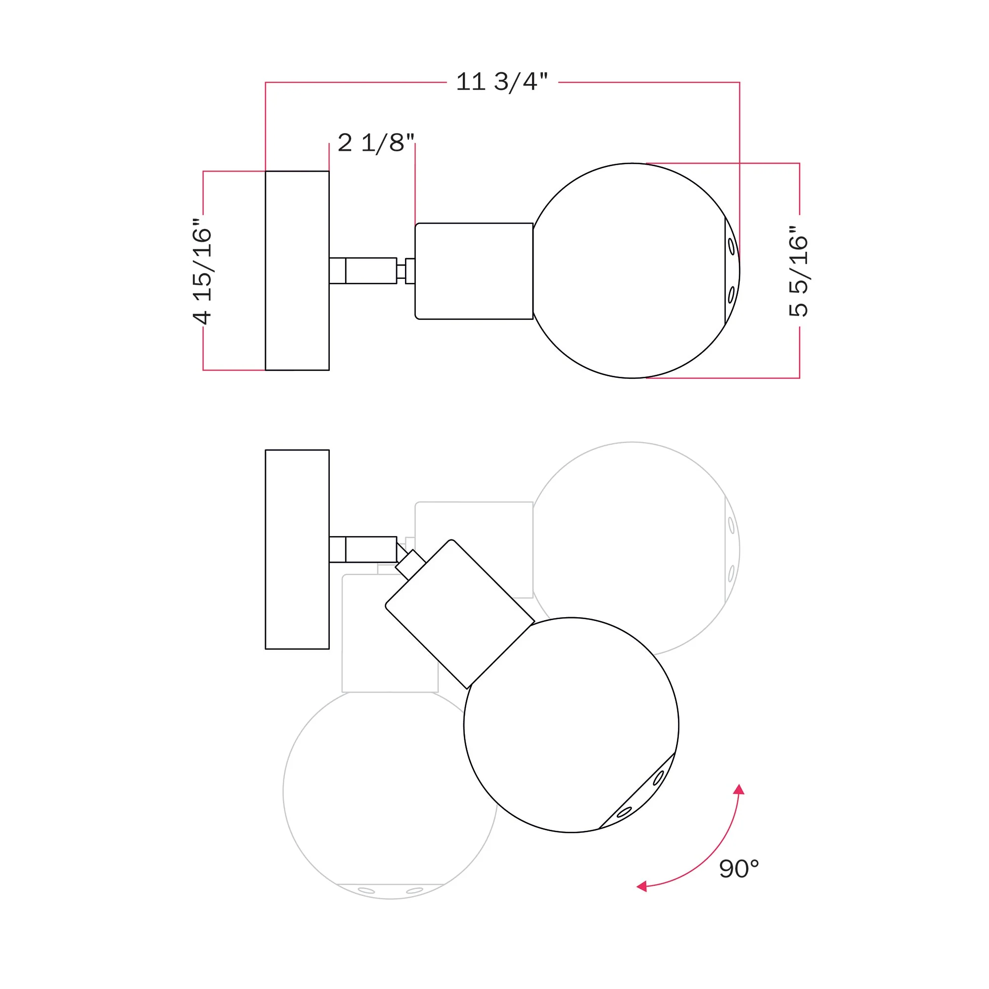 IP65 Modulair Outdoor Wall Light with Adjustable Joint and Unbreak-a-Ball Shatterproof Sphere Shade - Black - Image 7