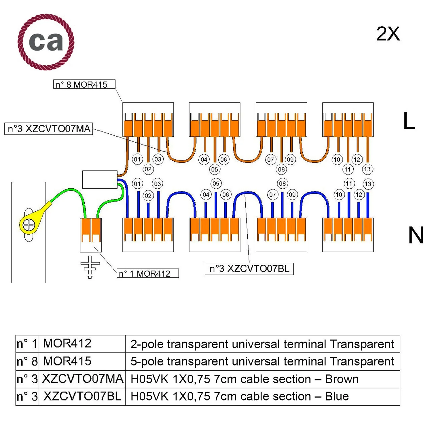 Kit di collegamento WAGO compatibile con cavo 2x per Rosone a 13 fori - Image 2