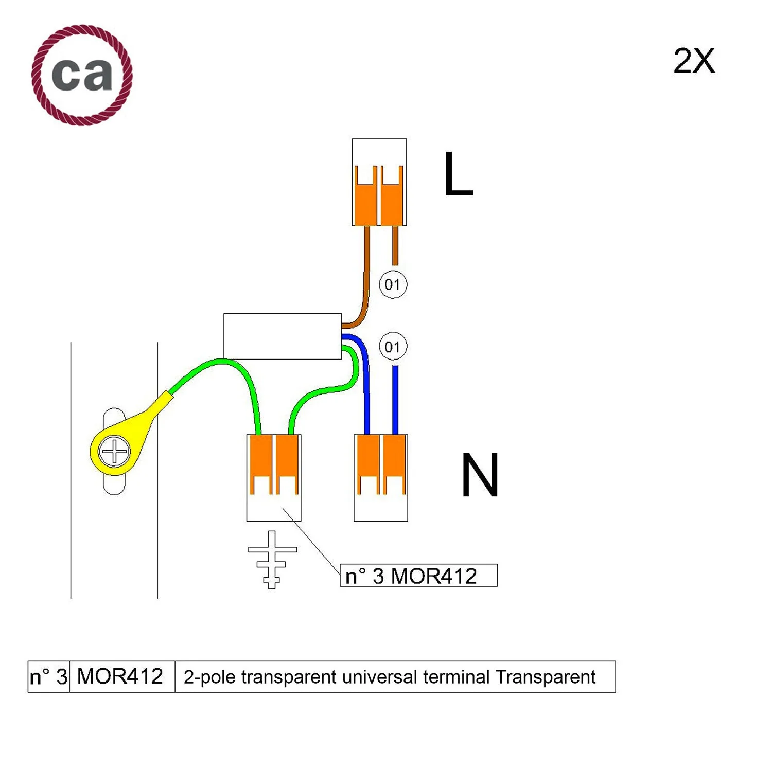 Kit di collegamento WAGO compatibile con cavo 2x per Rosone ad 1 foro - Image 2
