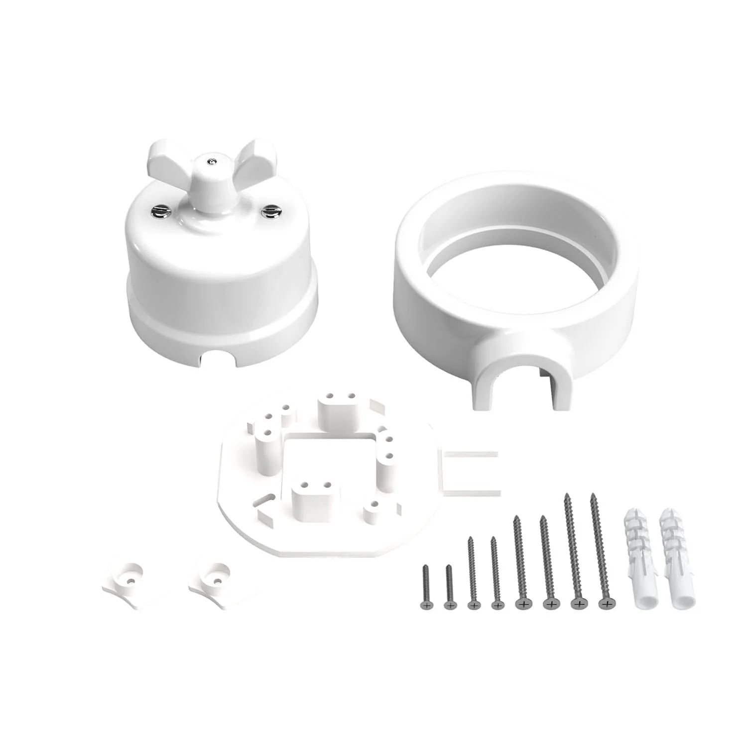 Kit interruttore/deviatore con dado a farfalla e base per Creative-Tubes in porcellana bianca - Image 3
