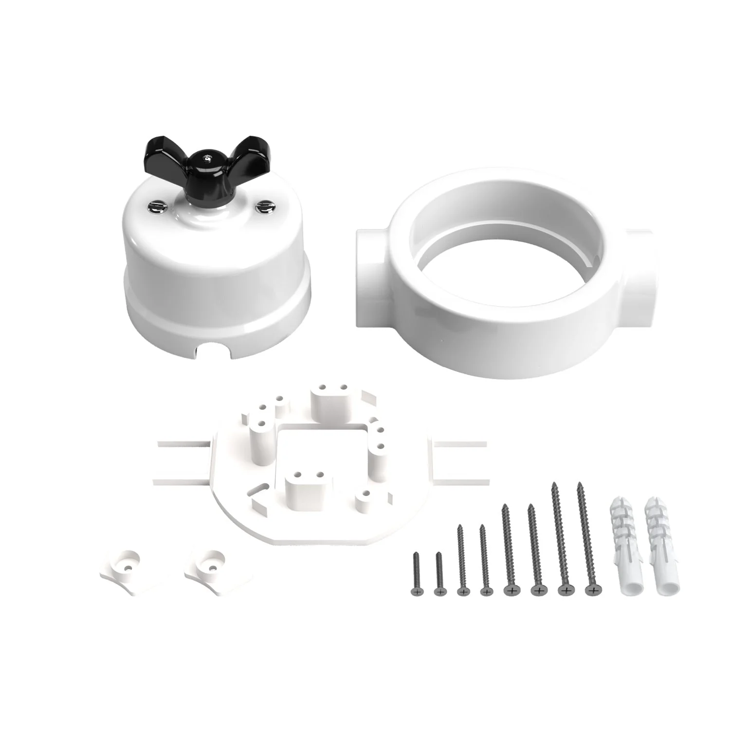 Kit interruttore/deviatore con dado a farfalla e base per Creative-Tubes in porcellana bianca - Image 41