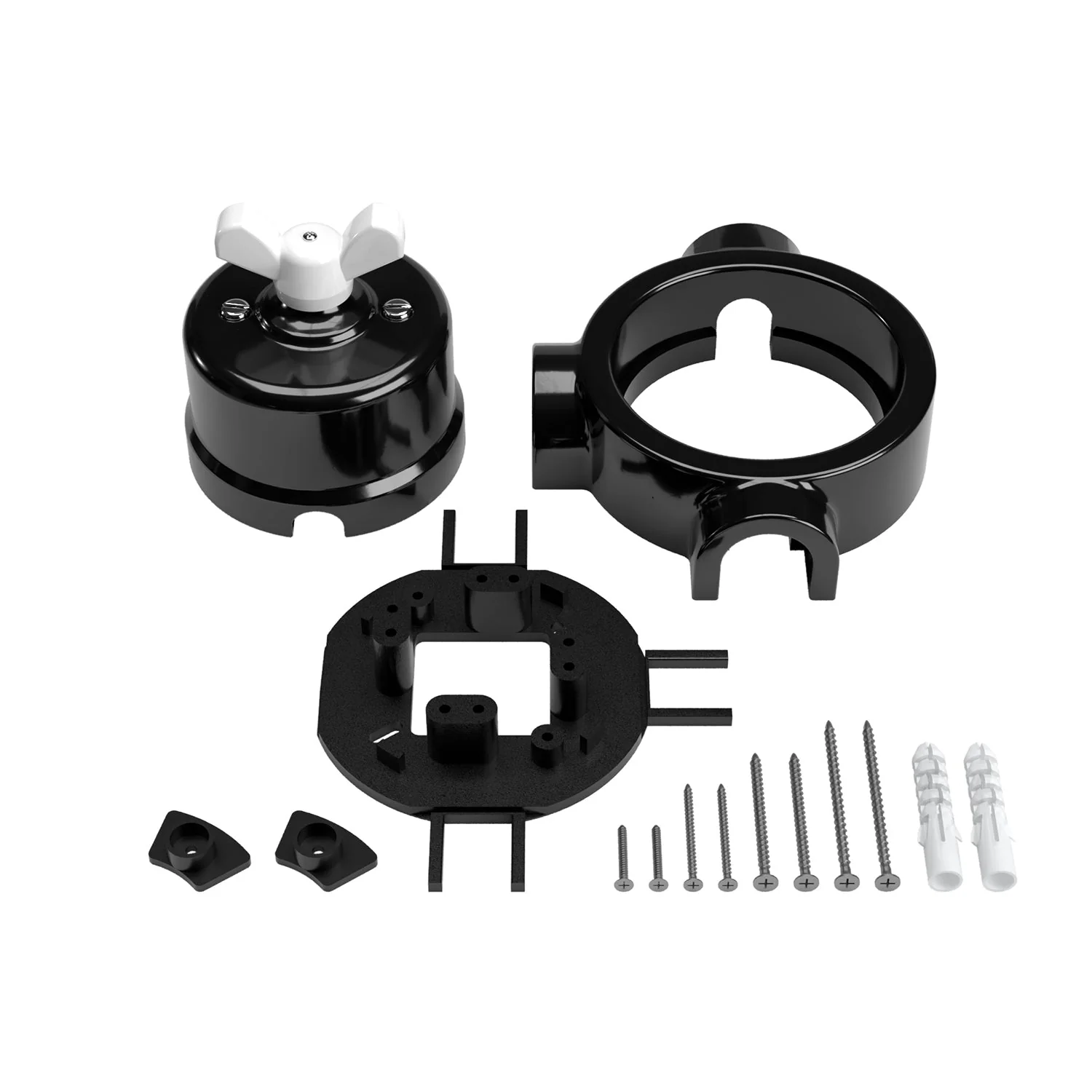 Kit interruttore/deviatore con dado a farfalla e base per Creative-Tubes in porcellana nera - Image 24