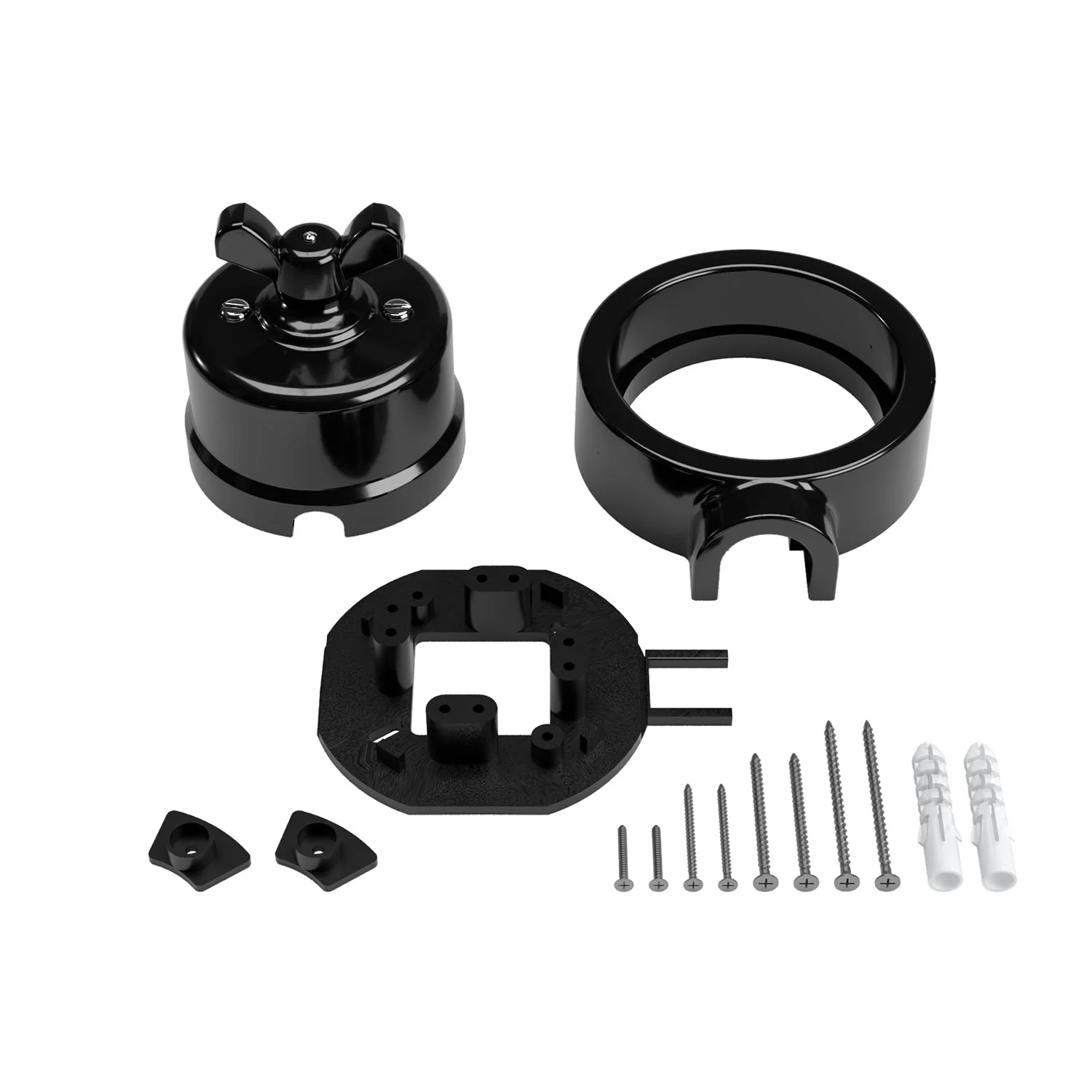 Kit interruttore/deviatore con dado a farfalla e base per Creative-Tubes in porcellana nera - Image 31