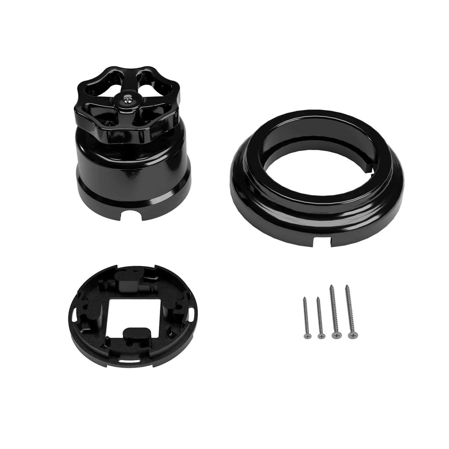 Kit interruttore/deviatore con manopola e base in porcellana nera - Image 11