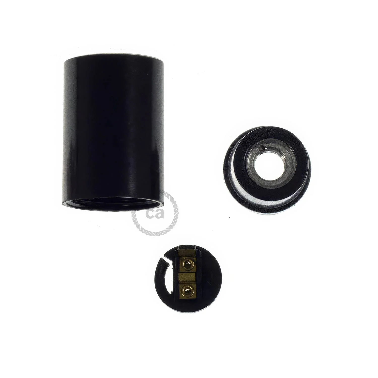 Kit portalampada E14 in bakelite - Nero - Image 2