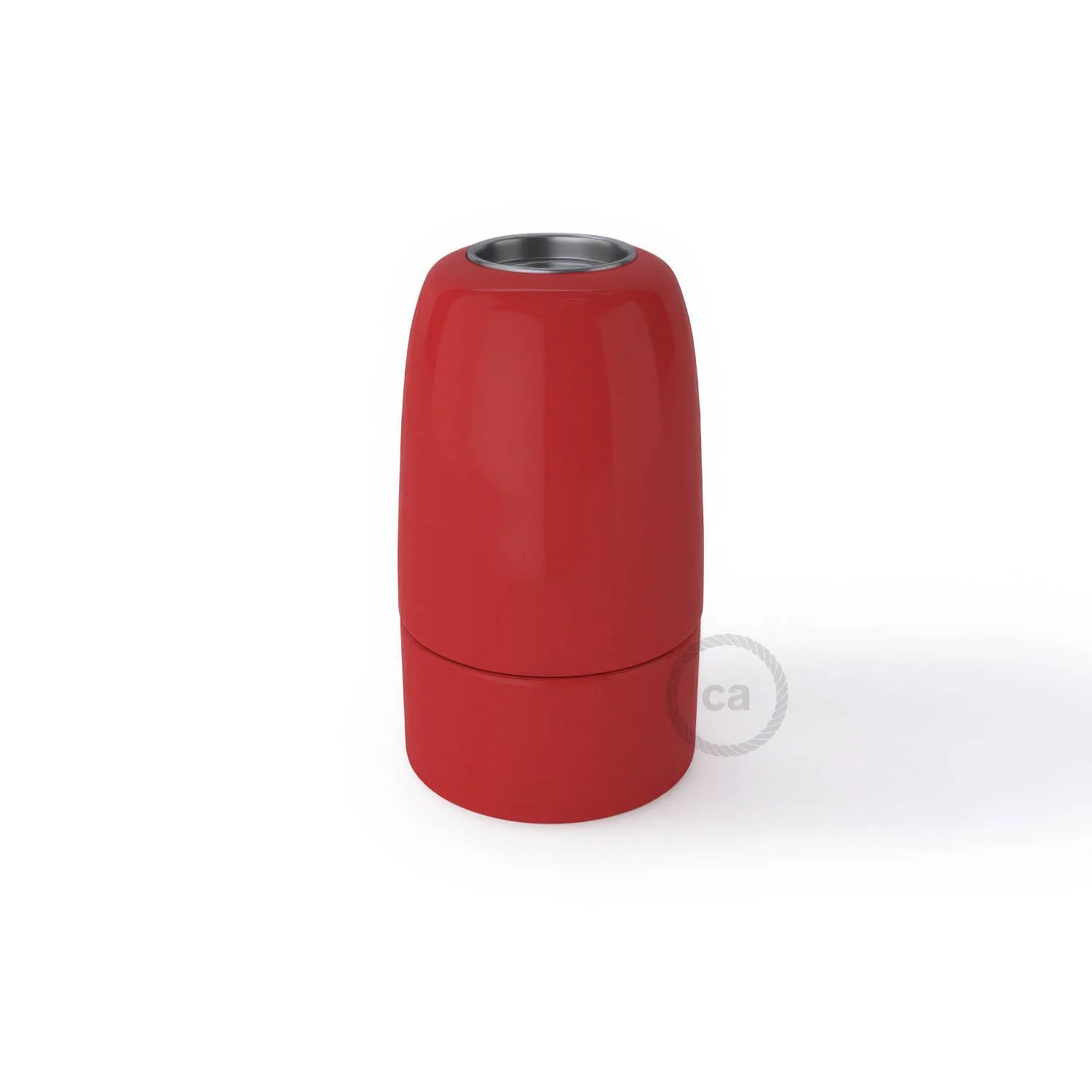 Kit portalampada E14 in porcellana - Rosso - Image 3