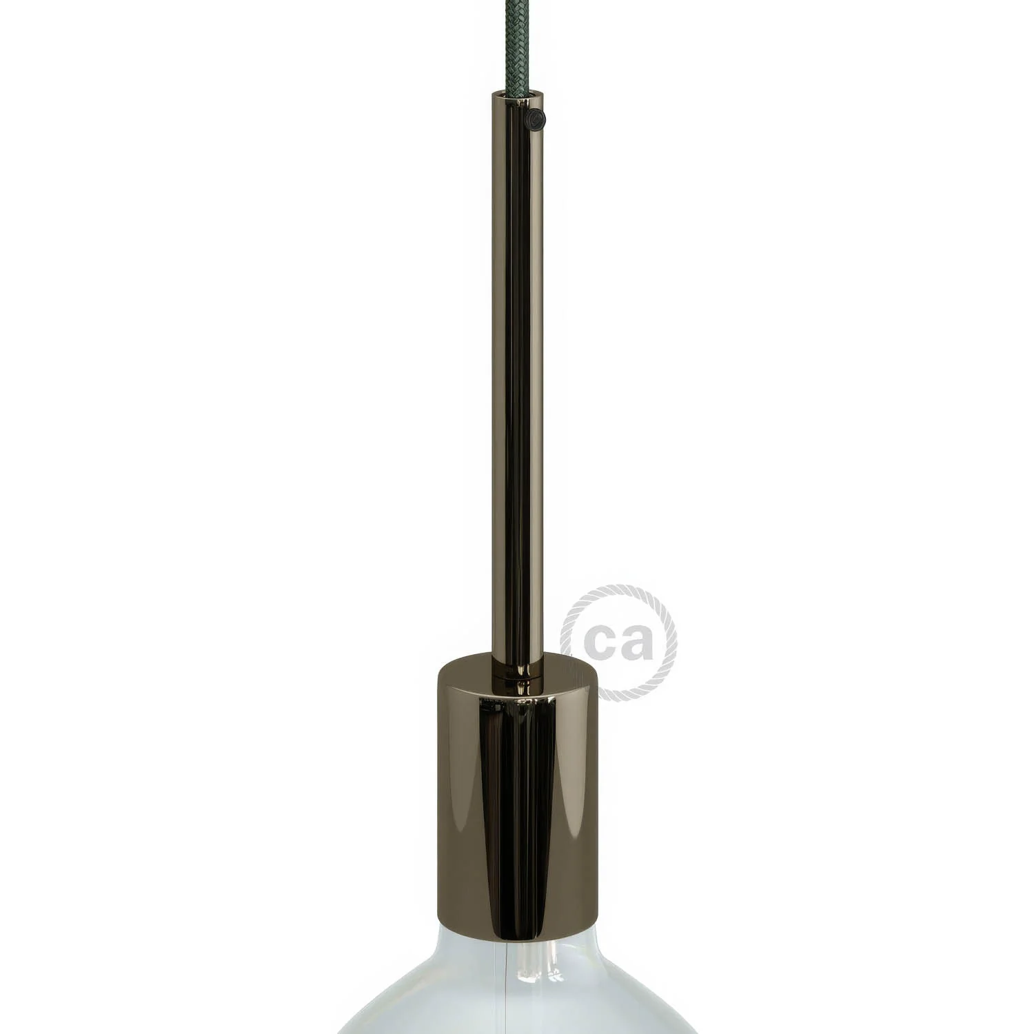 Kit portalampada E27 cilindrico in metallo con serracavo da 15 cm - Nero perla