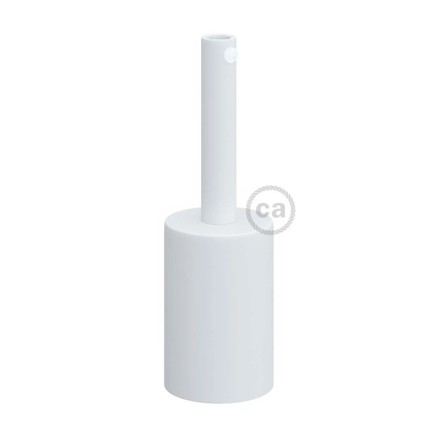 Kit portalampada E27 cilindrico in metallo con serracavo da 7 cm - Bianco opaco - Image 3