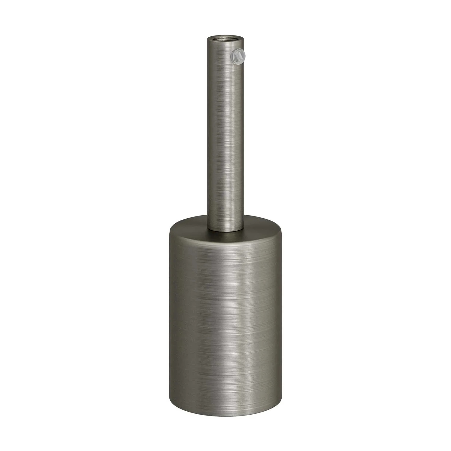 Kit portalampada E27 cilindrico in metallo con serracavo da 7 cm - Titanio satinato - Image 3
