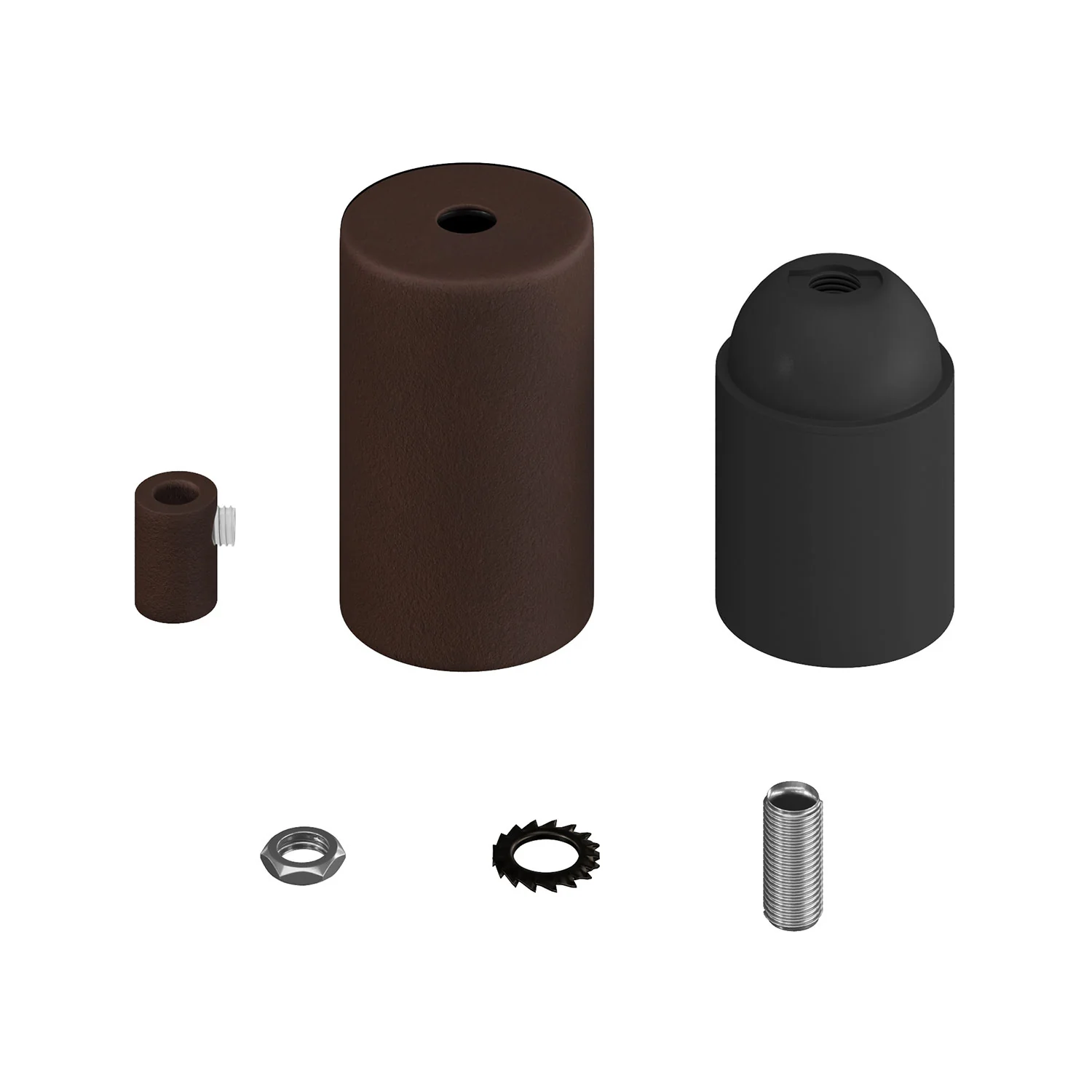 Kit portalampada E27 cilindrico in metallo - Ruggine scura verniciata - Image 6