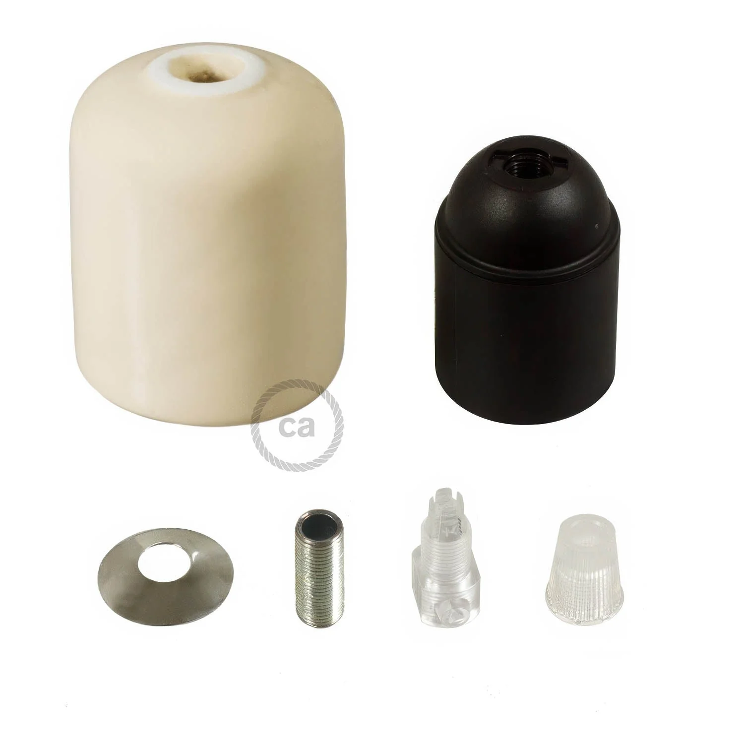 Kit portalampada E27 in ceramica - Avorio - Image 2
