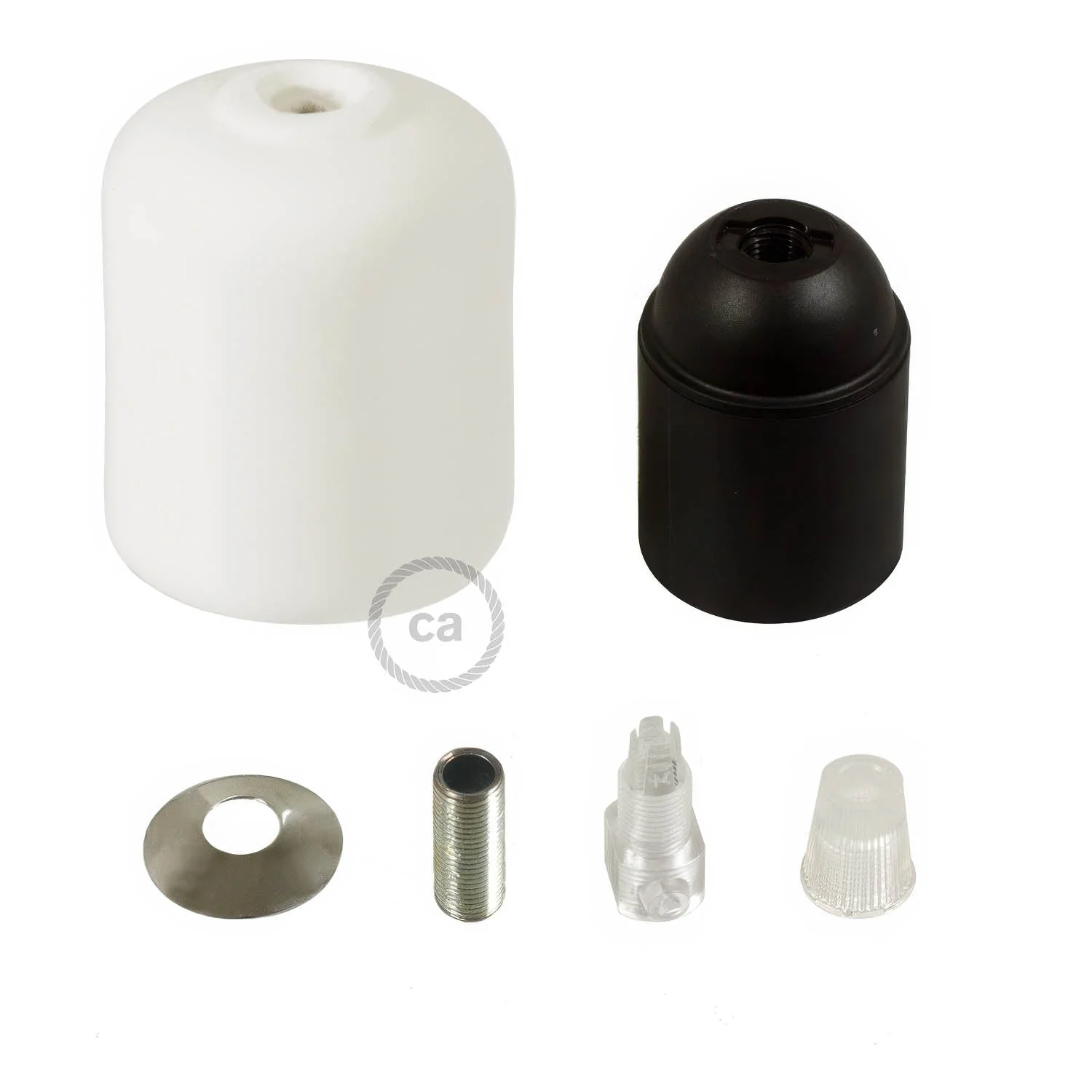 Kit portalampada E27 in ceramica - Bianco - Image 2