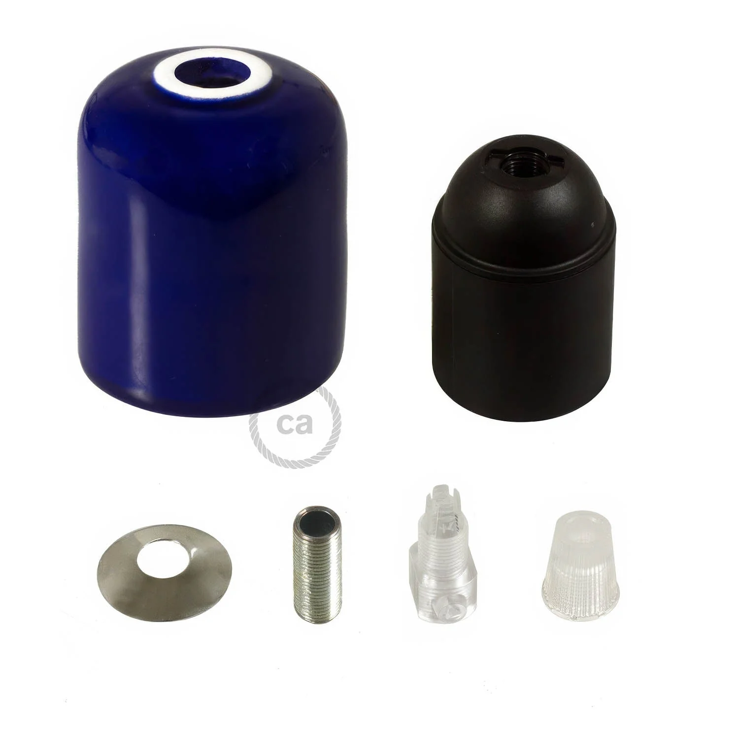 Kit portalampada E27 in ceramica - Blu - Image 2