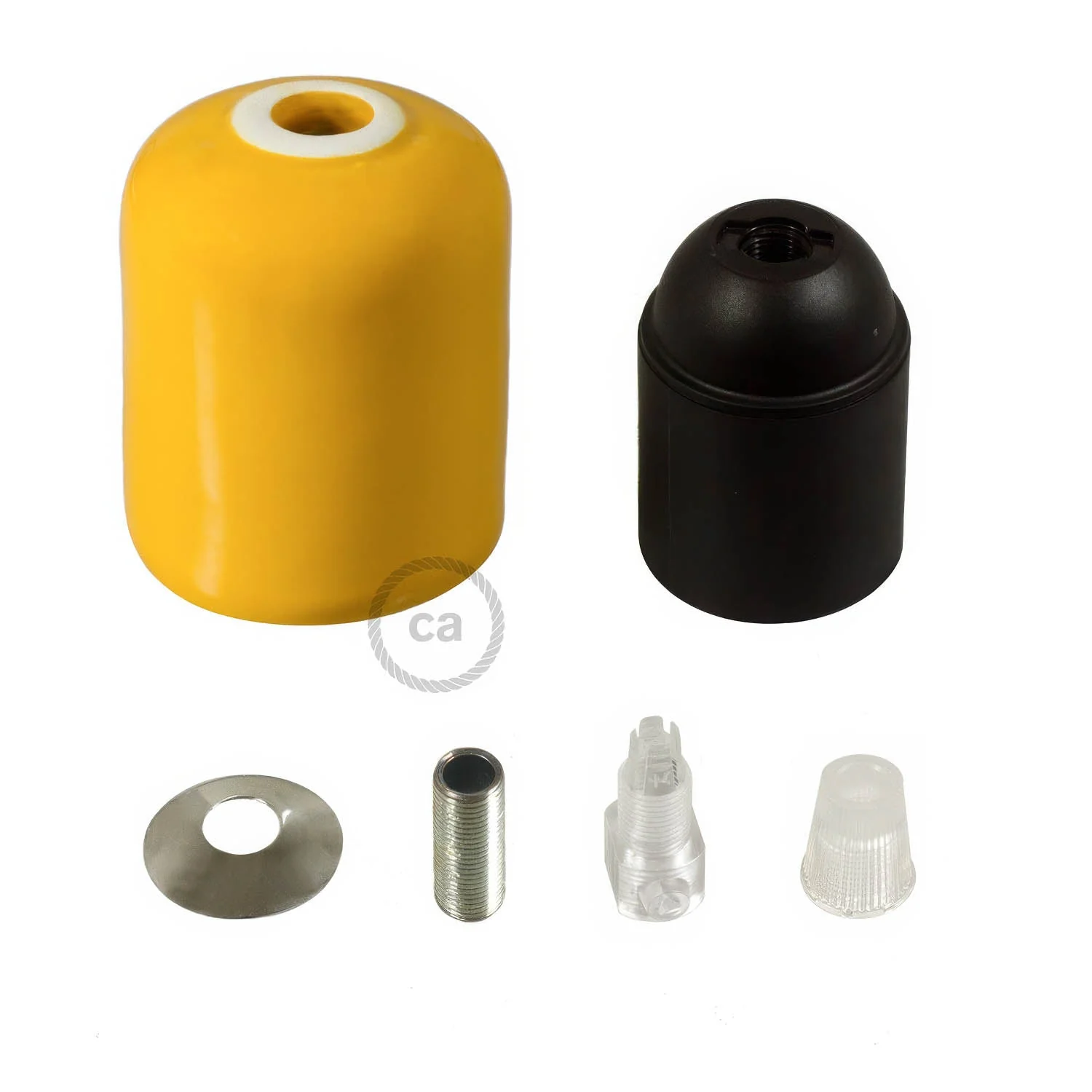 Kit portalampada E27 in ceramica - Giallo - Image 2
