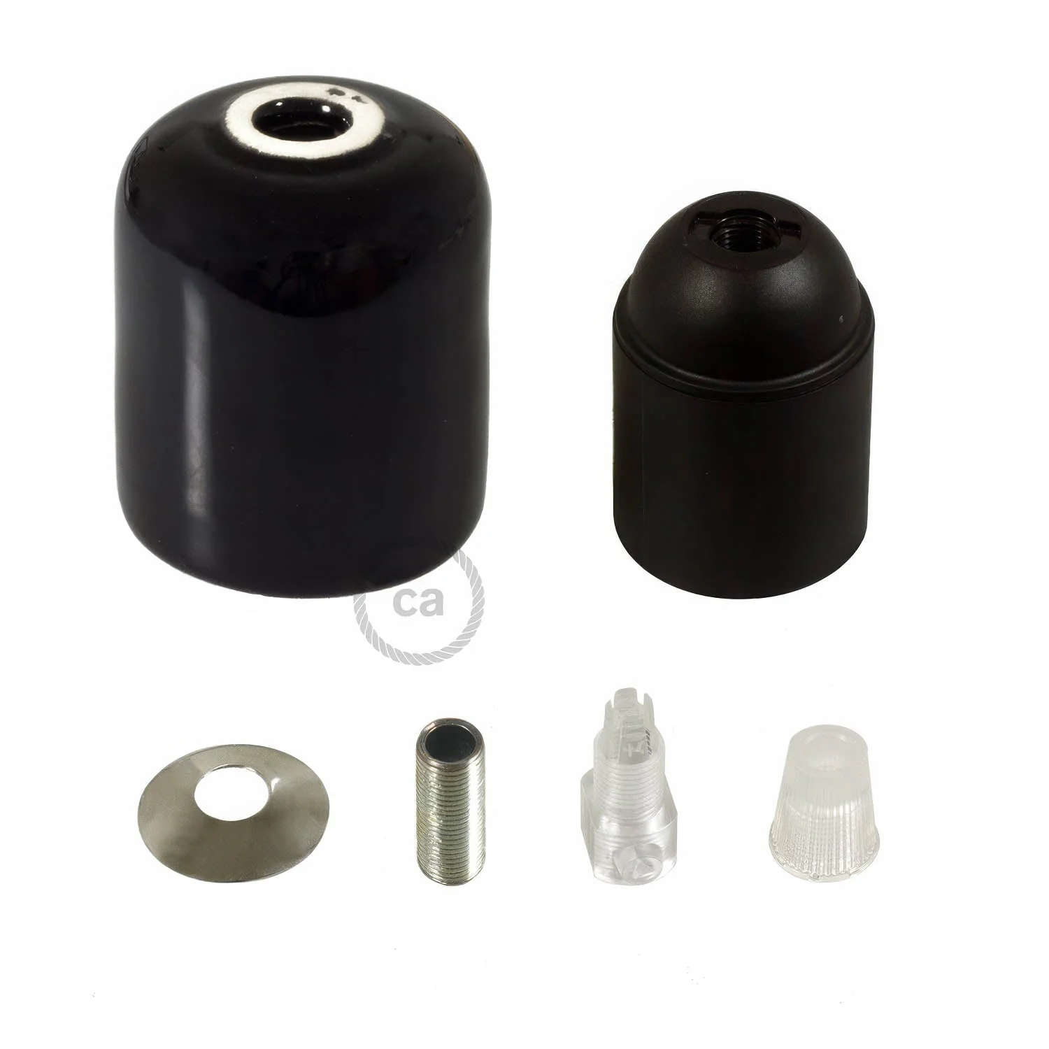 Kit portalampada E27 in ceramica - Nero - Image 2