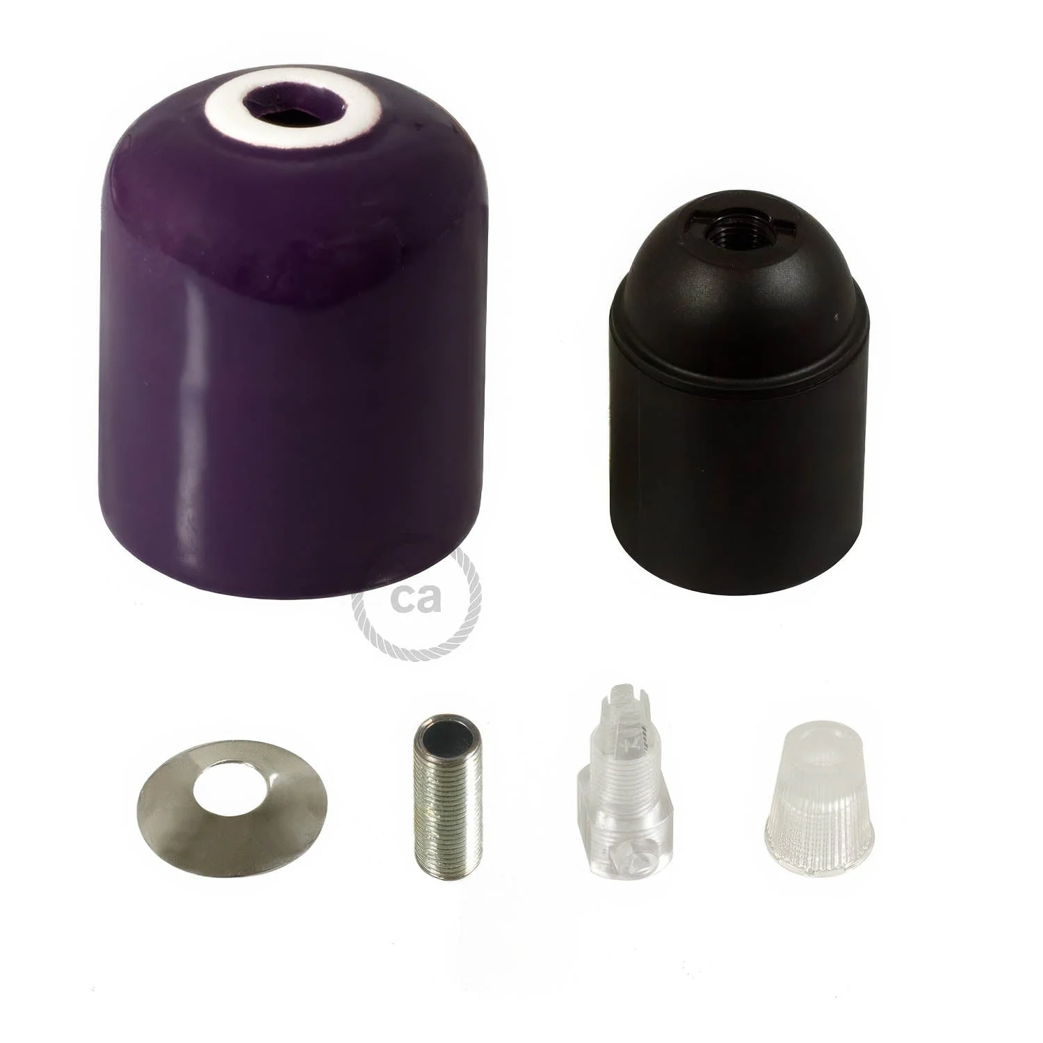 Kit portalampada E27 in ceramica - Viola - Image 2