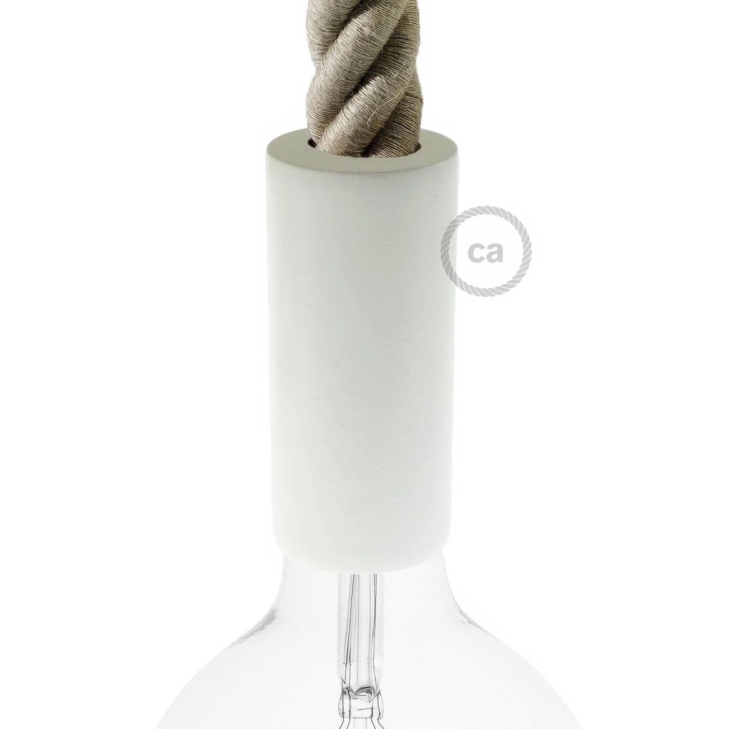Kit portalampada E27 in legno per cordone 3XL - Bianco