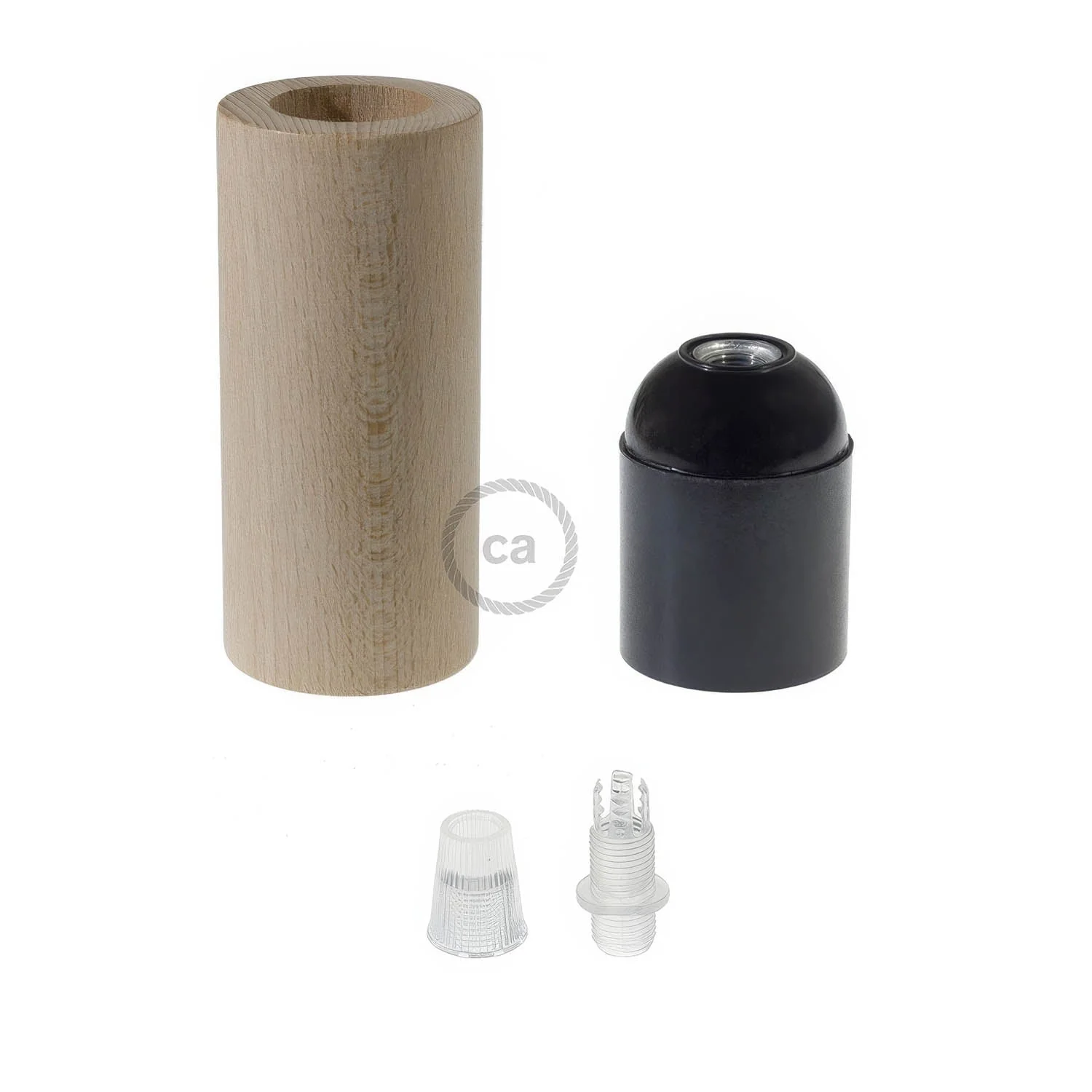 Kit portalampada E27 in legno per cordone 3XL - Neutro - Image 2