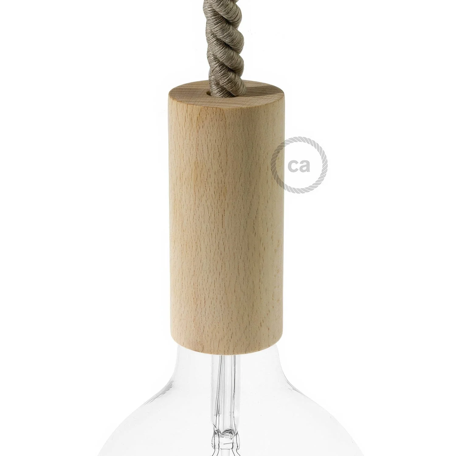 Kit portalampada E27 in legno per cordone XL - Neutro