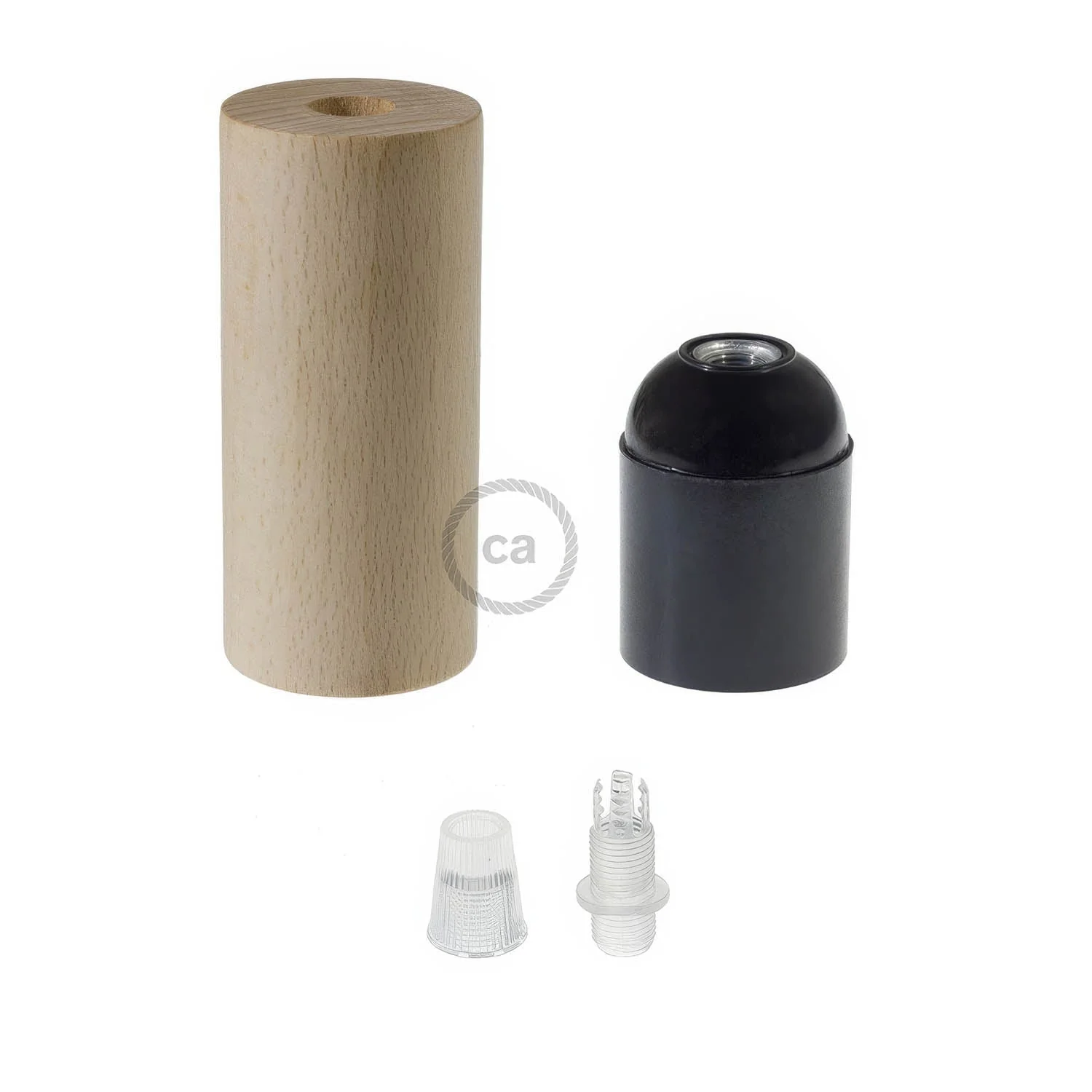 Kit portalampada E27 in legno per cordone XL - Neutro - Image 2