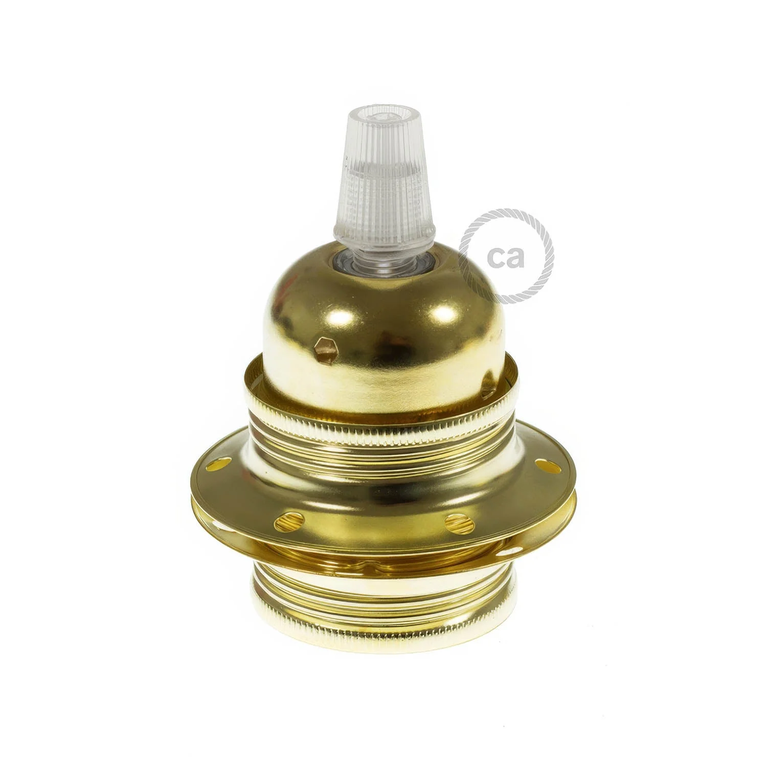 Kit portalampada E27 in metallo con doppia ghiera per paralume - Ottone - Image 3