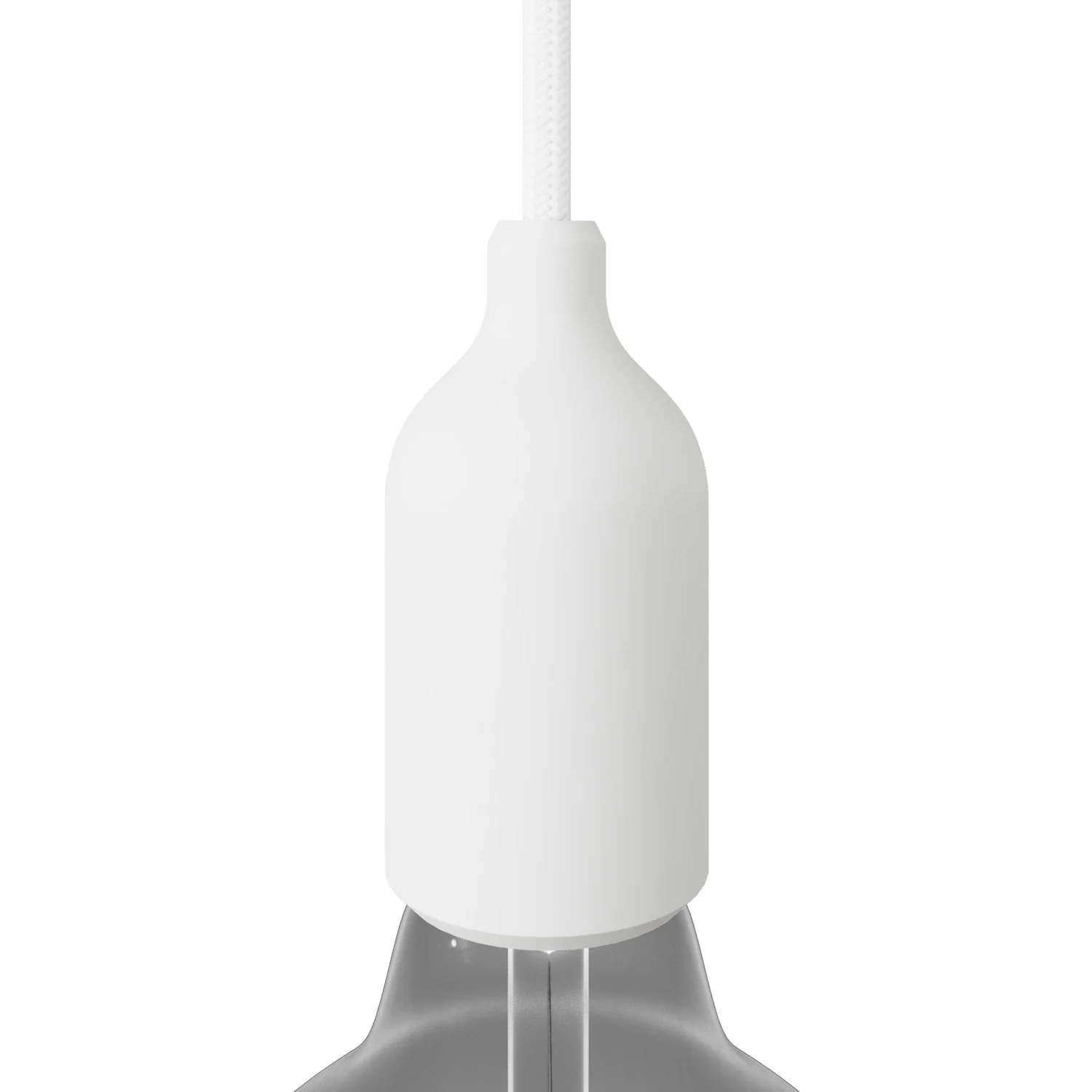 Kit portalampada E27 in silicone con serracavo nascosto - Bianco