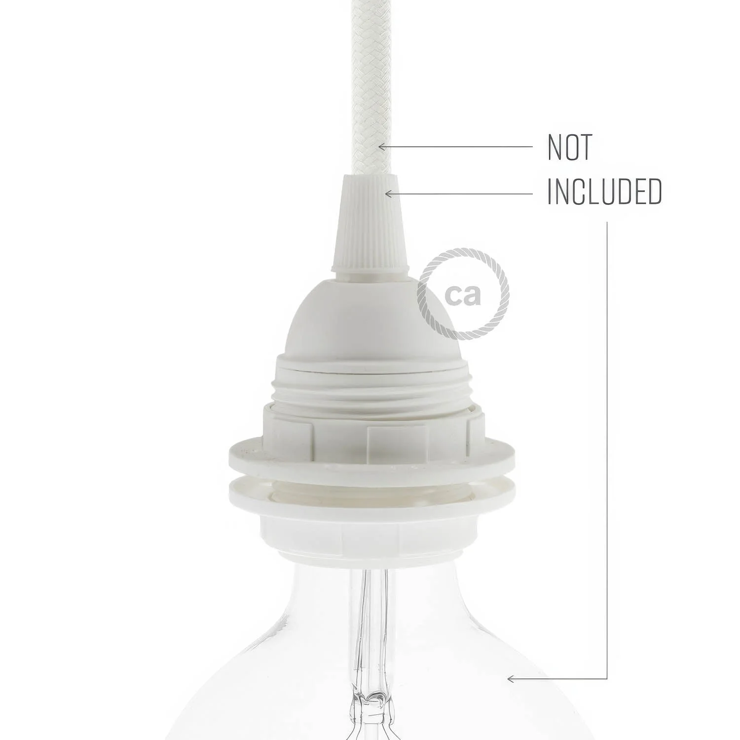 Kit portalampada E27 in termoplastica con doppia ghiera per paralume - Bianco - Image 3