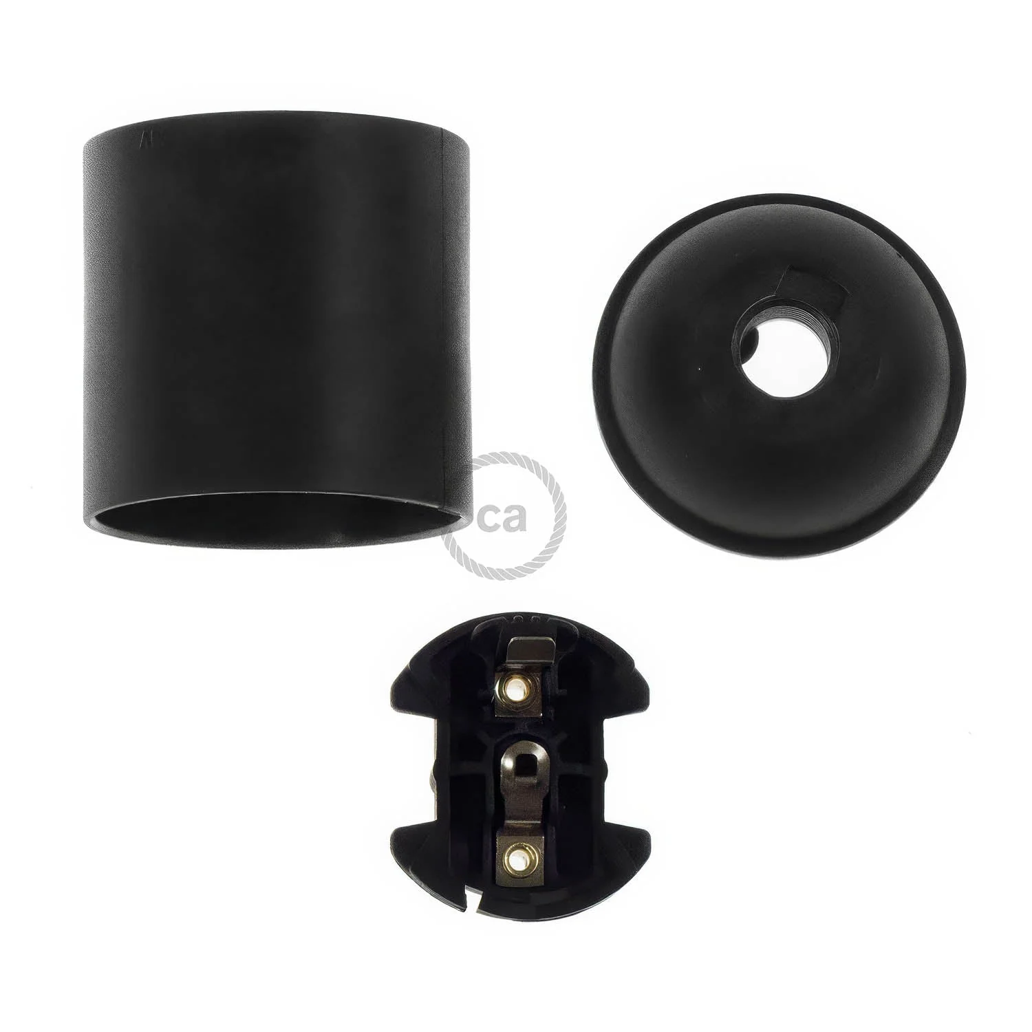 Kit portalampada E27 in termoplastica - Nero - Image 2