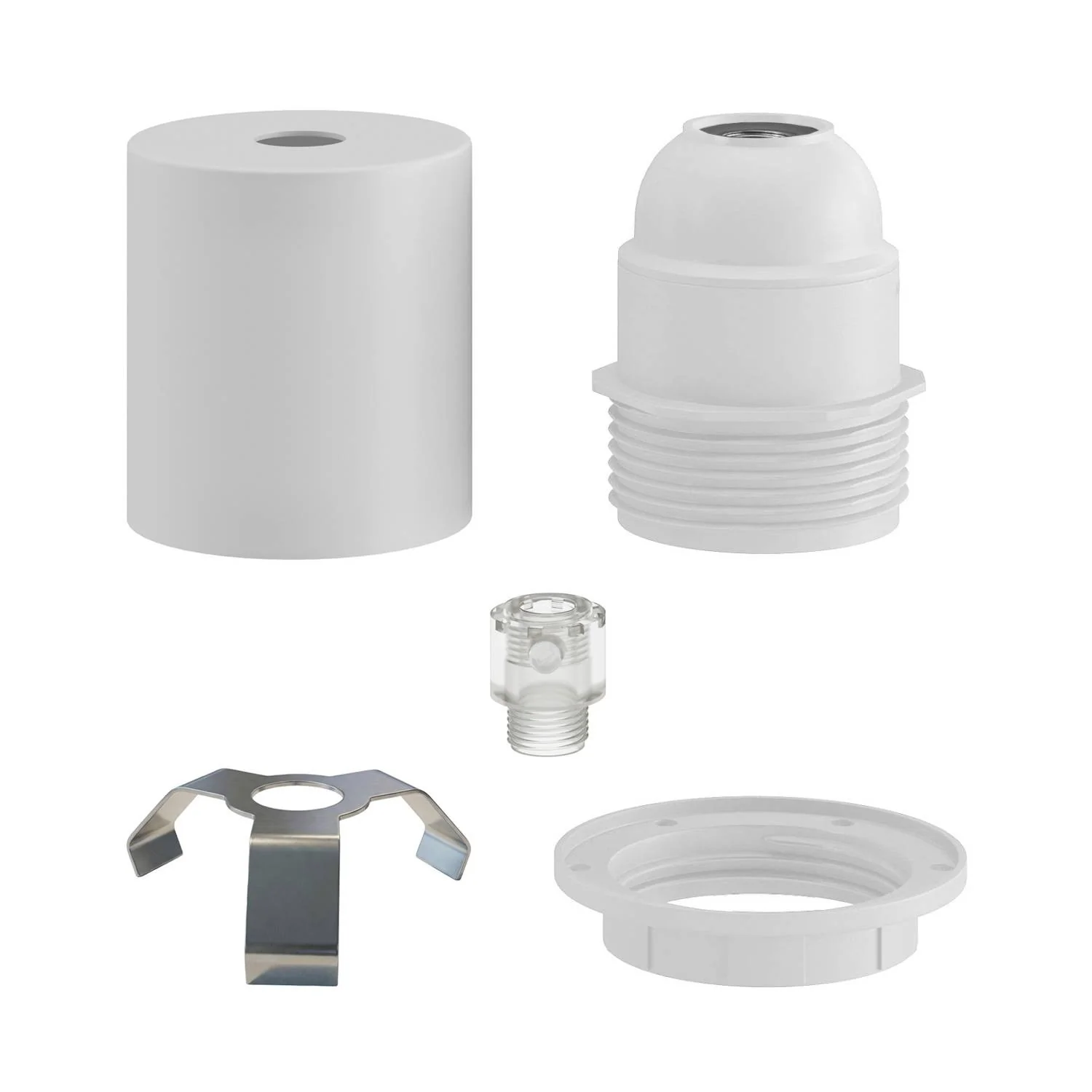 Kit portalampada E27 semifilettato in metallo con serracavo nascosto - Bianco opaco - Image 2