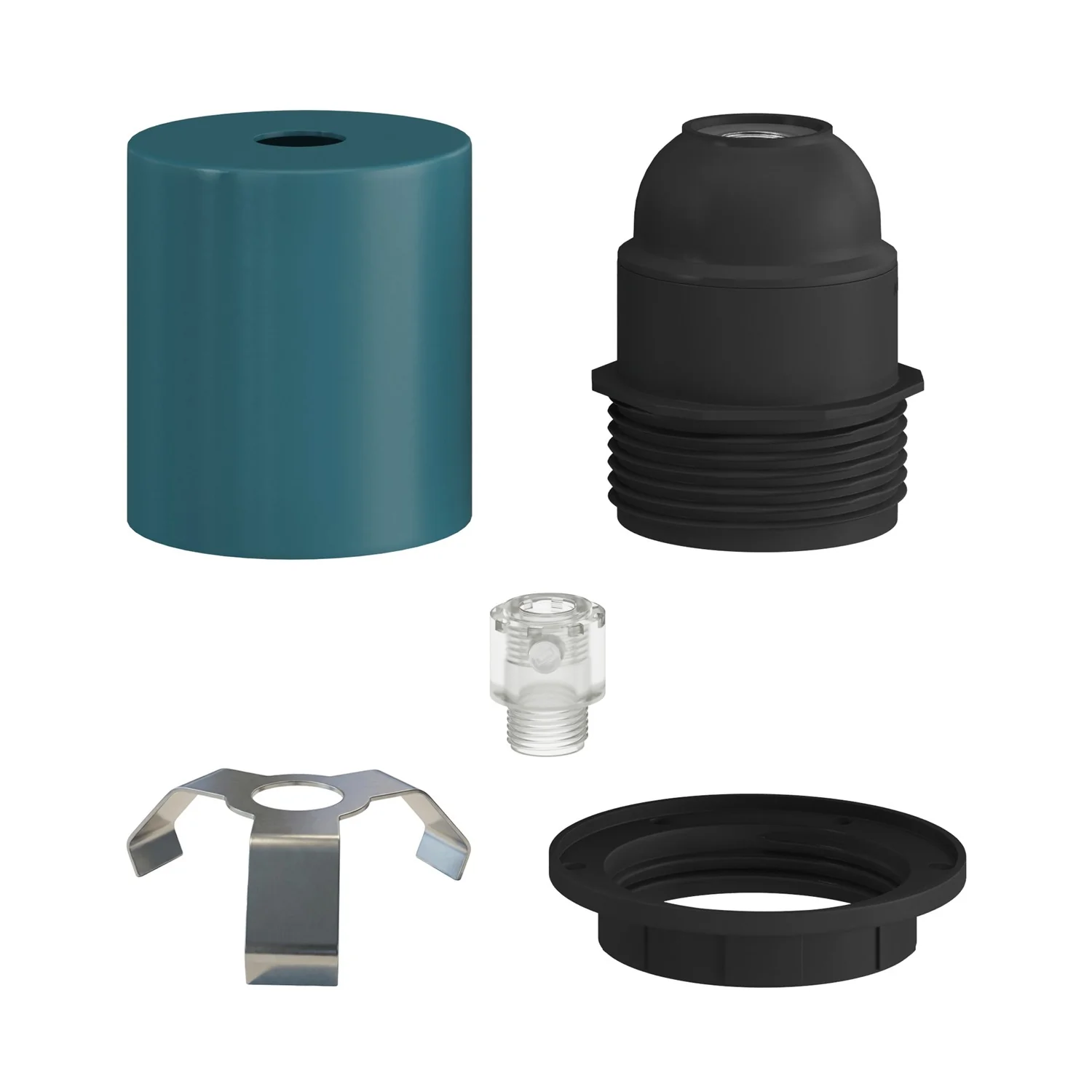 Kit portalampada E27 semifilettato in metallo con serracavo nascosto - Petrolio - Image 2