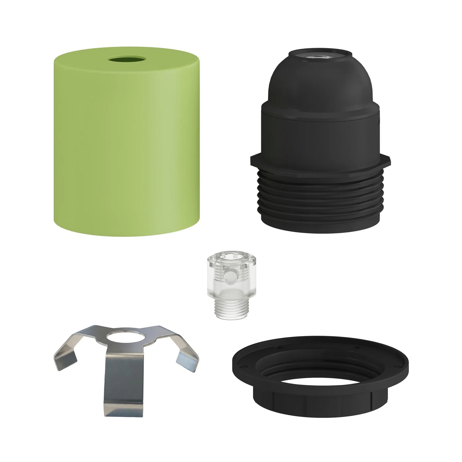Kit portalampada E27 semifilettato in metallo con serracavo nascosto - Verde prato - Image 2