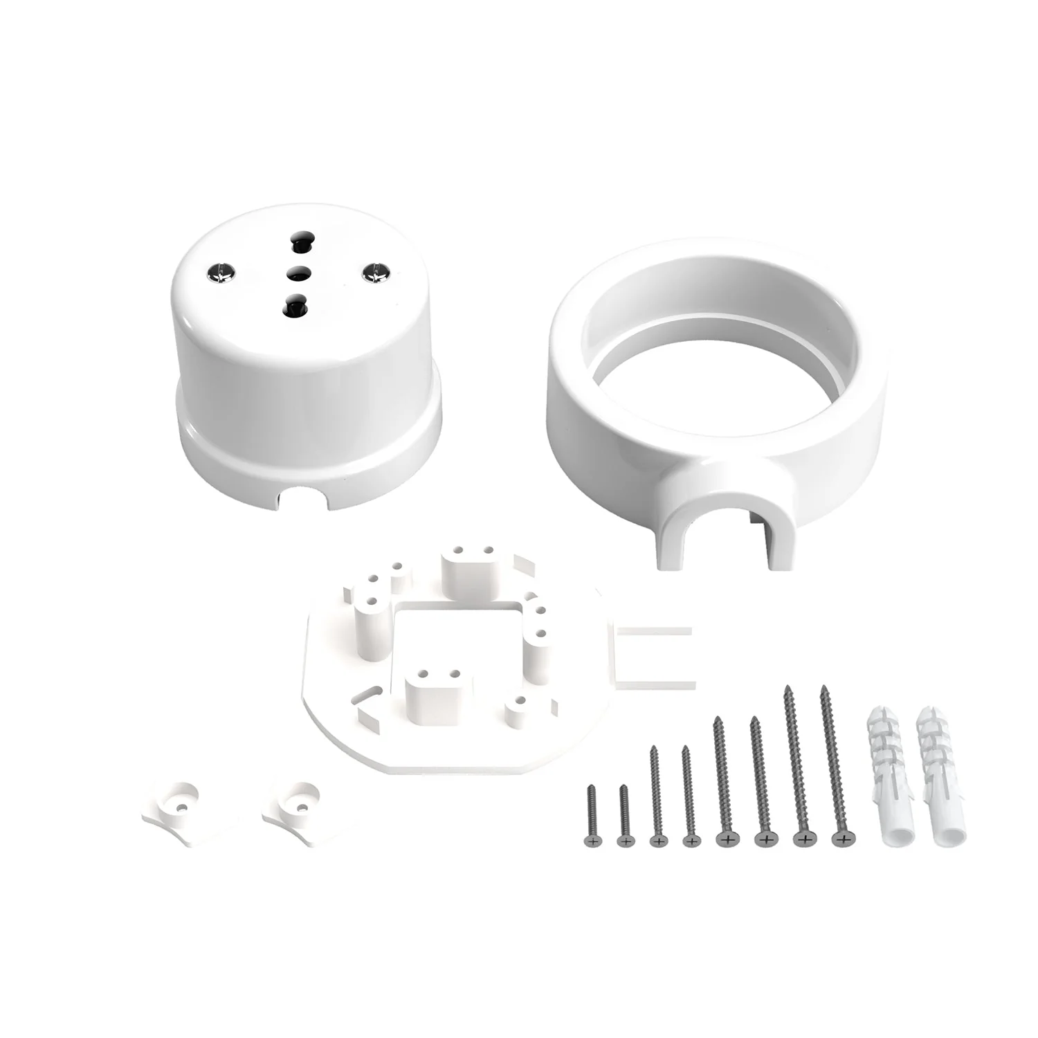 Kit presa bipasso italiana 10/16A da parete e base per Creative-Tubes in porcellana - Bianco - Image 3