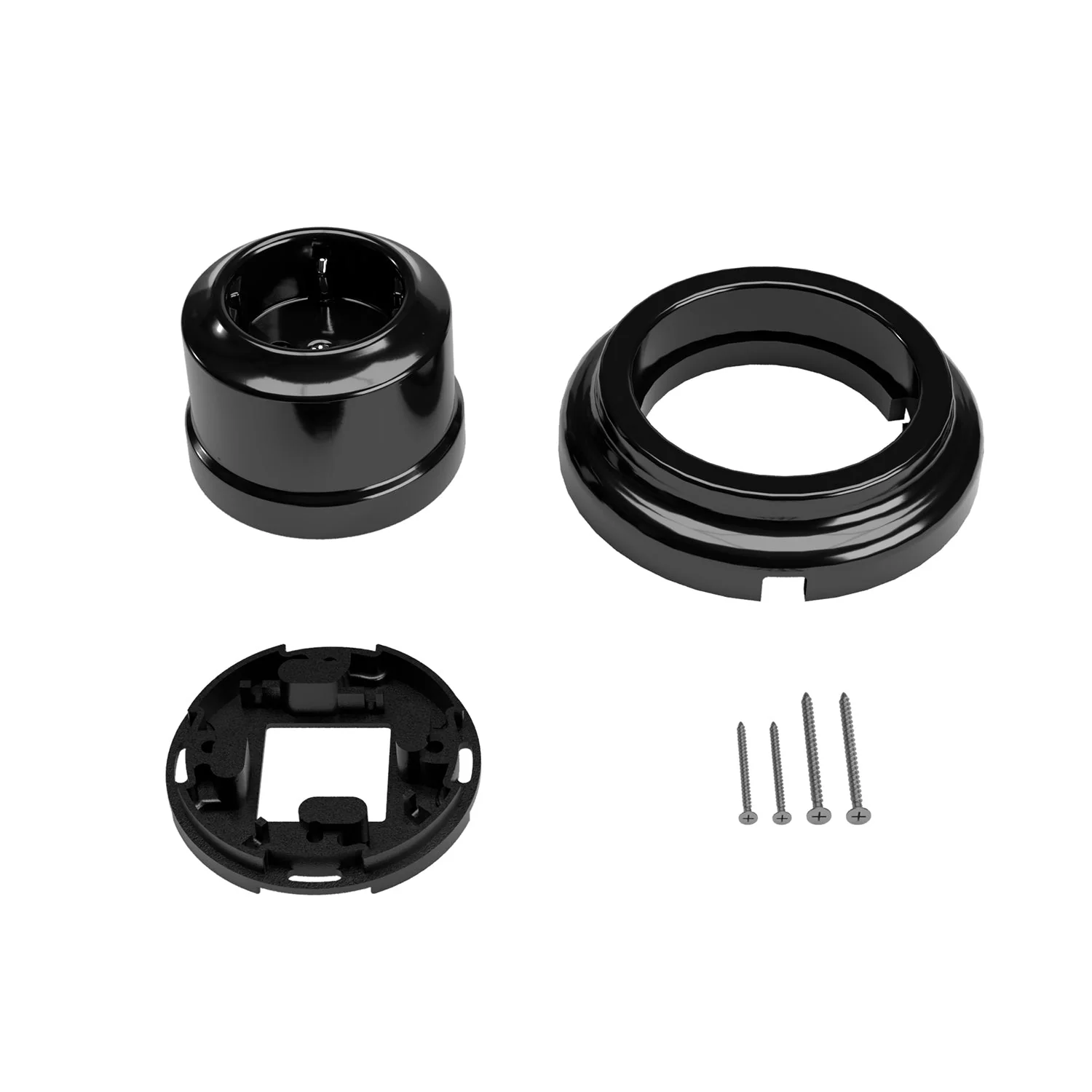 Kit presa Schuko da parete e base in porcellana  - Nero - Image 3