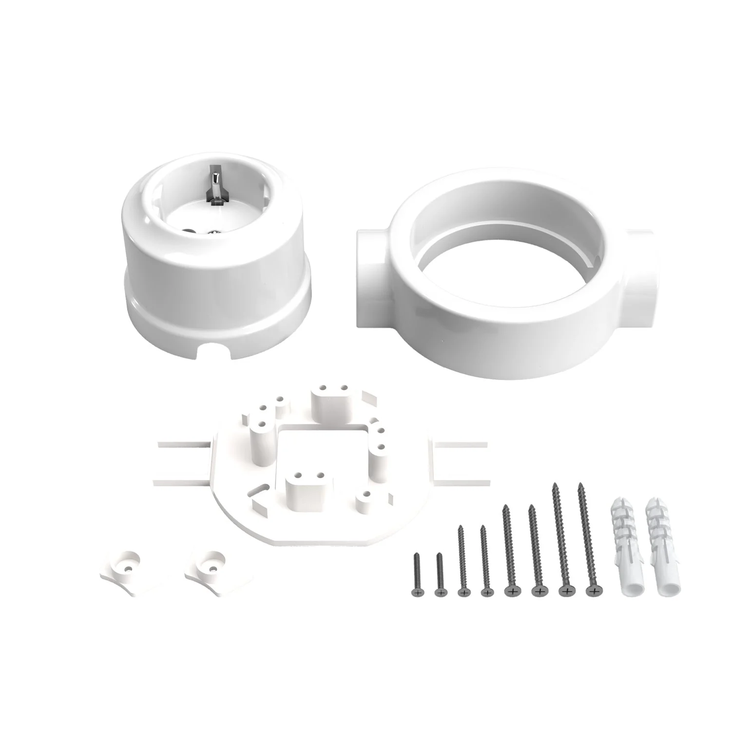Kit presa Schuko da parete e base per Creative-Tubes in porcellana - Bianco - Image 17