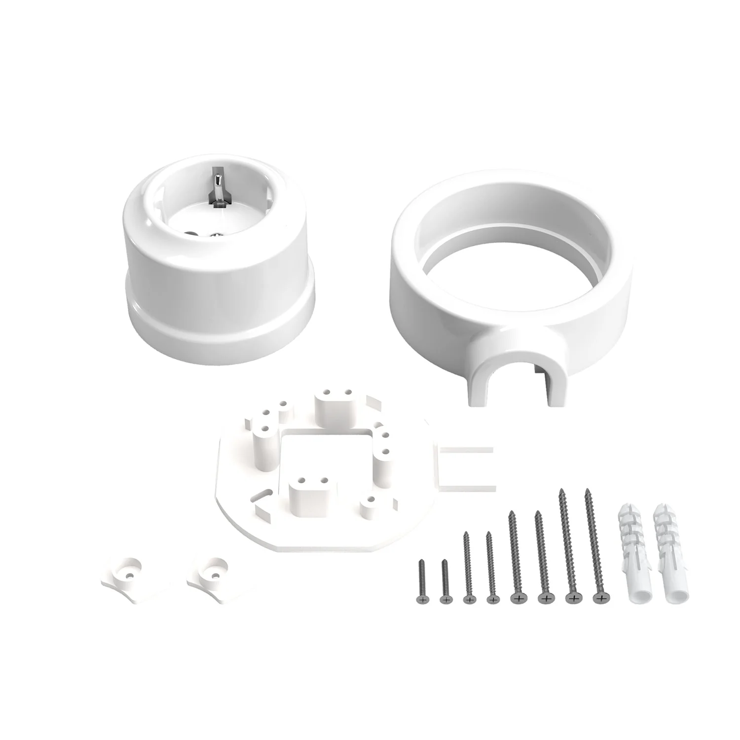 Kit presa Schuko da parete e base per Creative-Tubes in porcellana - Bianco - Image 3