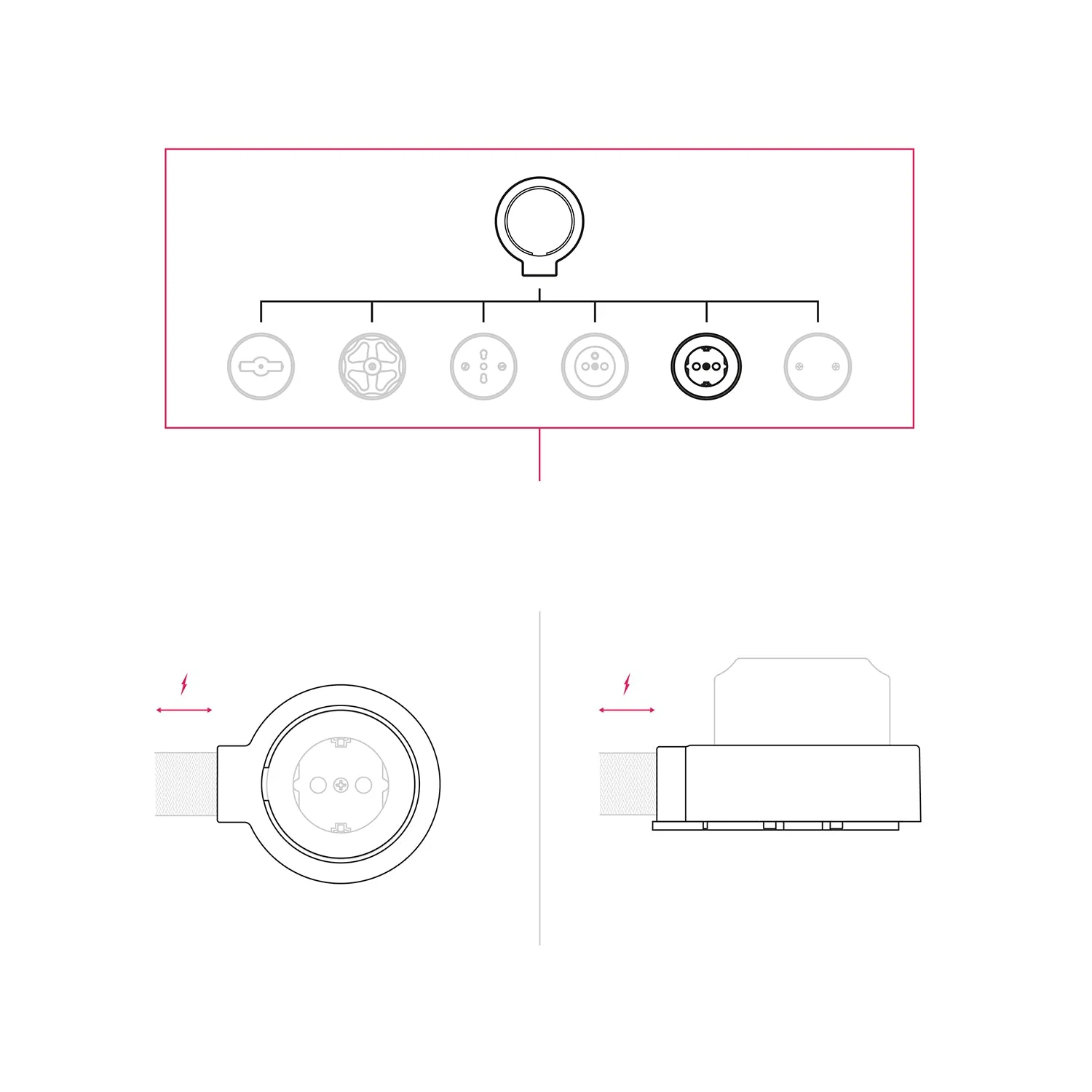 Kit presa Schuko da parete e base per Creative-Tubes in porcellana - Bianco - Image 7