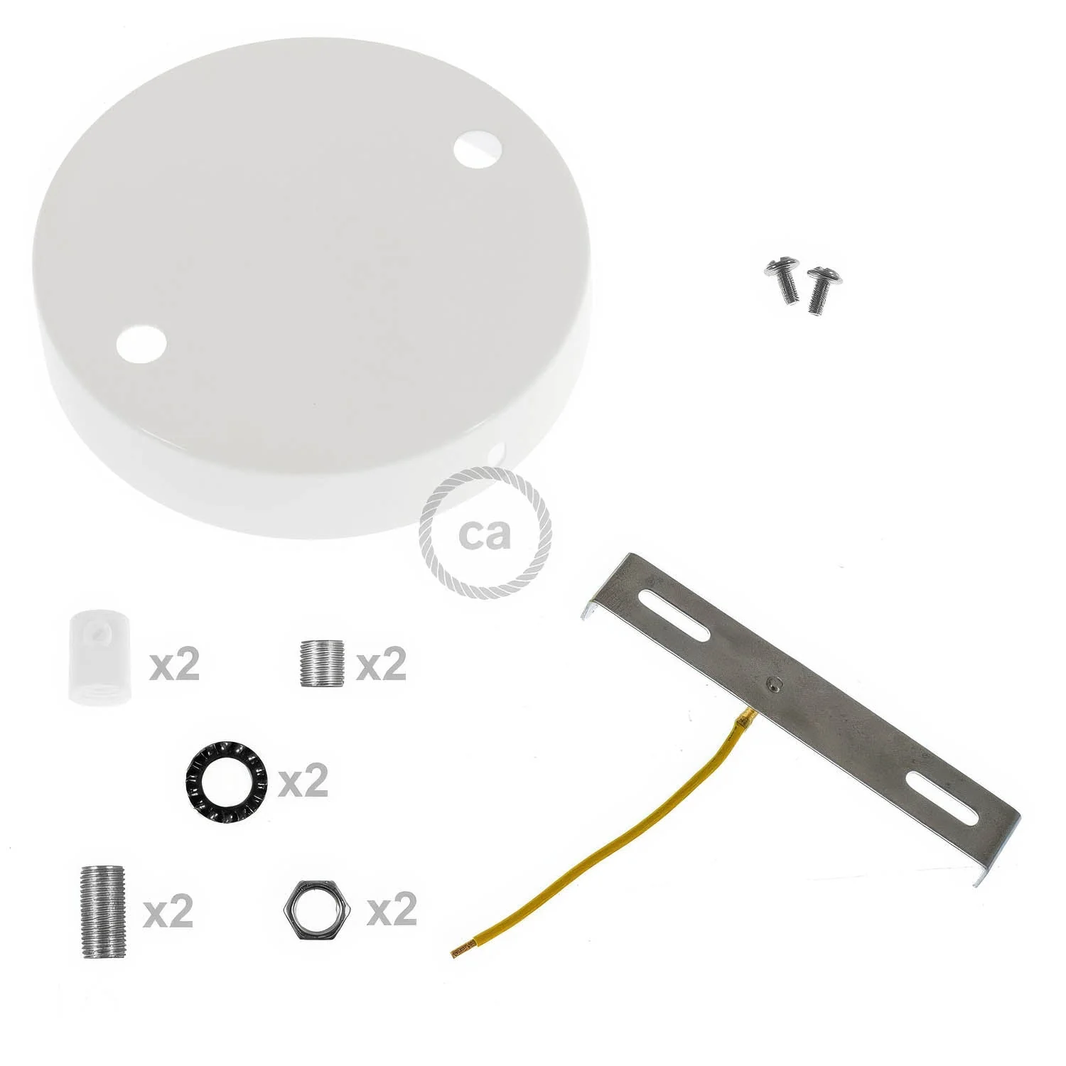 Kit rosone cilindrico in metallo a 2 fori - Bianco lucido - Image 8