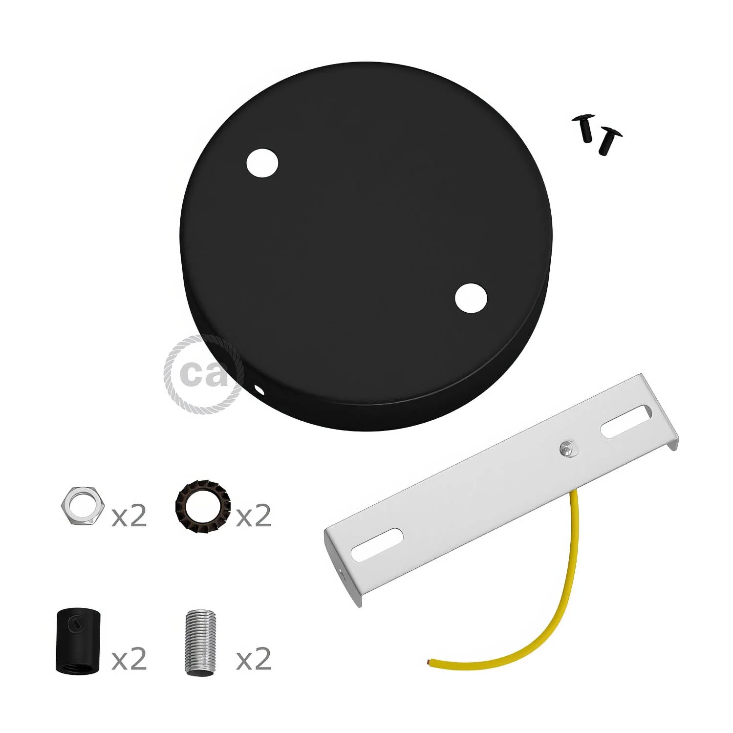 Kit rosone cilindrico in metallo a 2 fori - Nero - Image 8