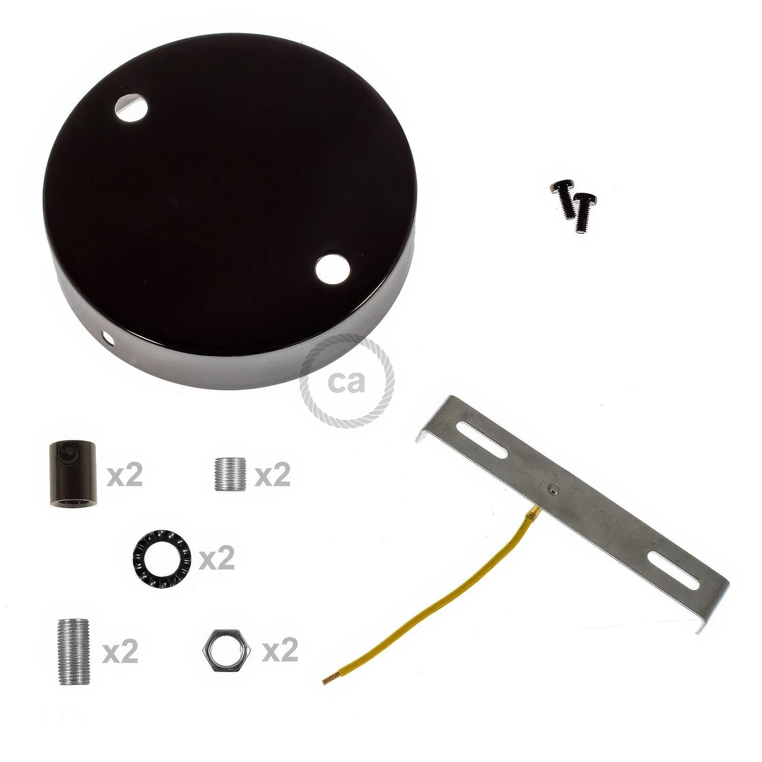 Kit rosone cilindrico in metallo a 2 fori - Nero perla - Image 8