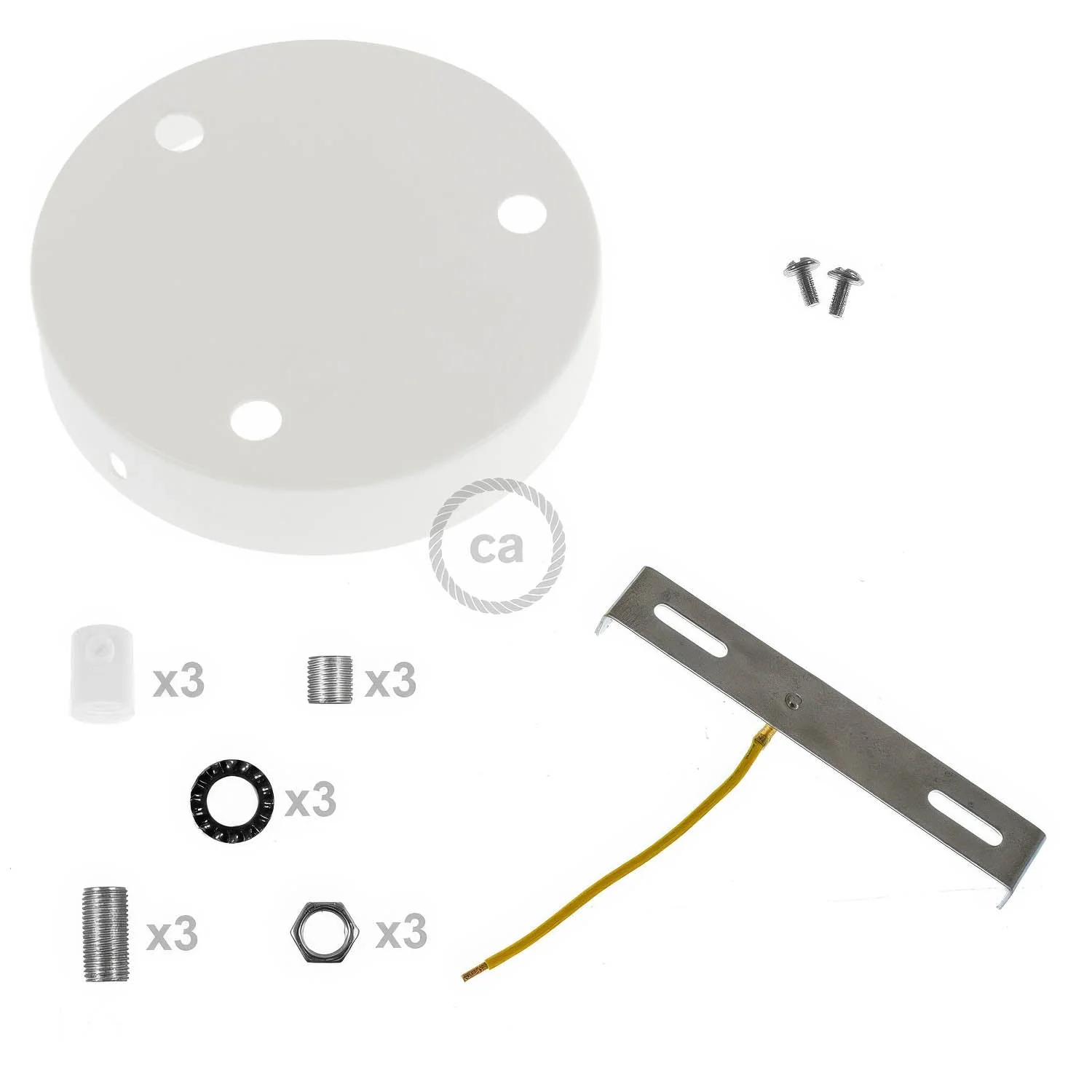 Kit rosone cilindrico in metallo a 3 fori - Bianco lucido - Image 8
