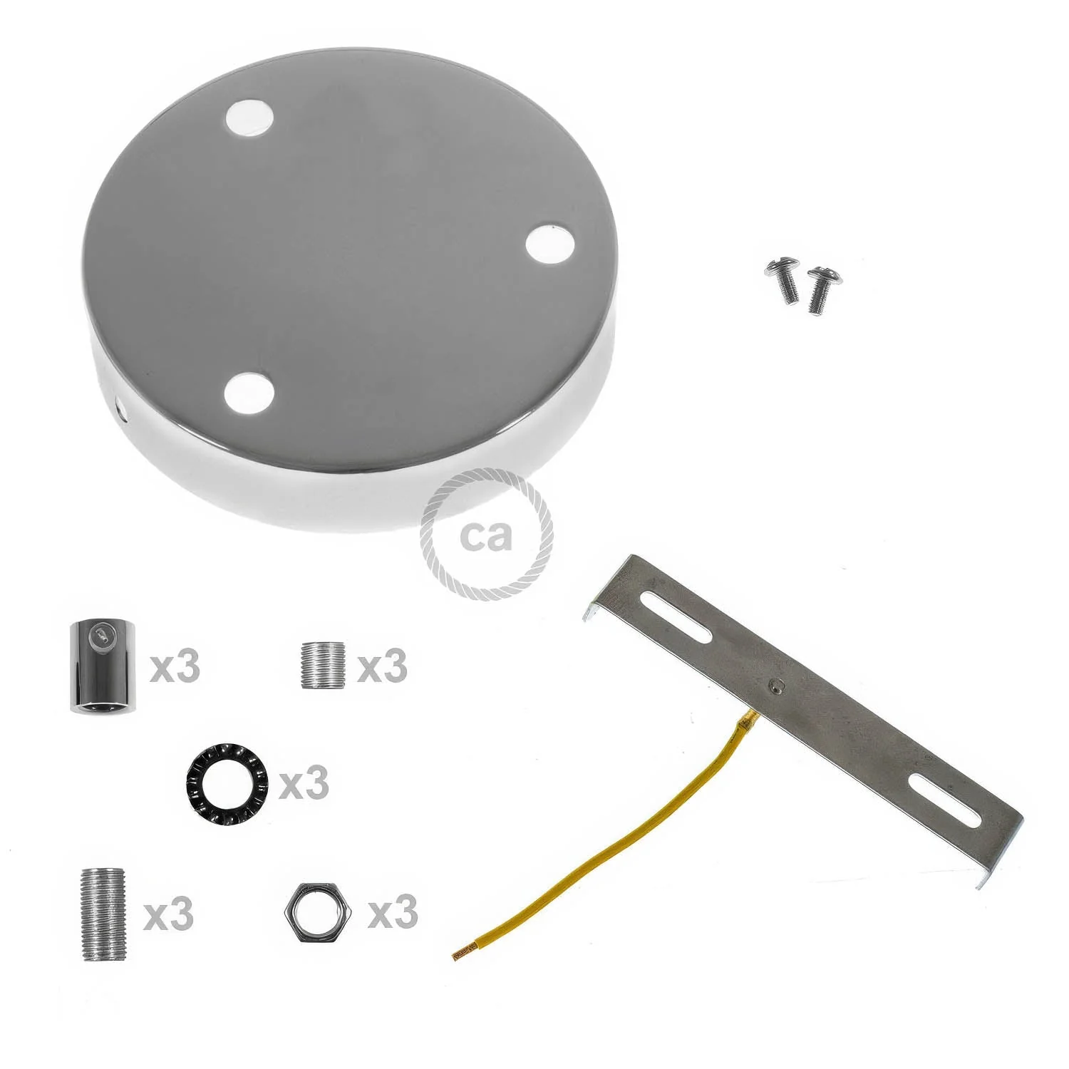 Kit rosone cilindrico in metallo a 3 fori - Cromo - Image 8