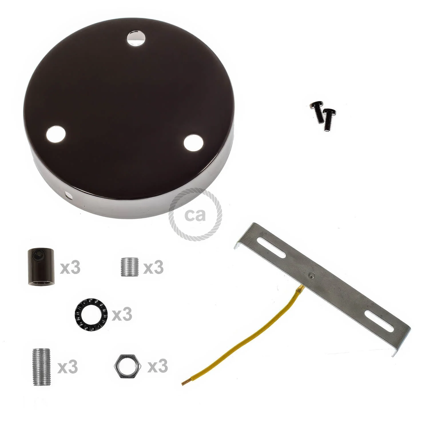 Kit rosone cilindrico in metallo a 3 fori - Nero perla - Image 8