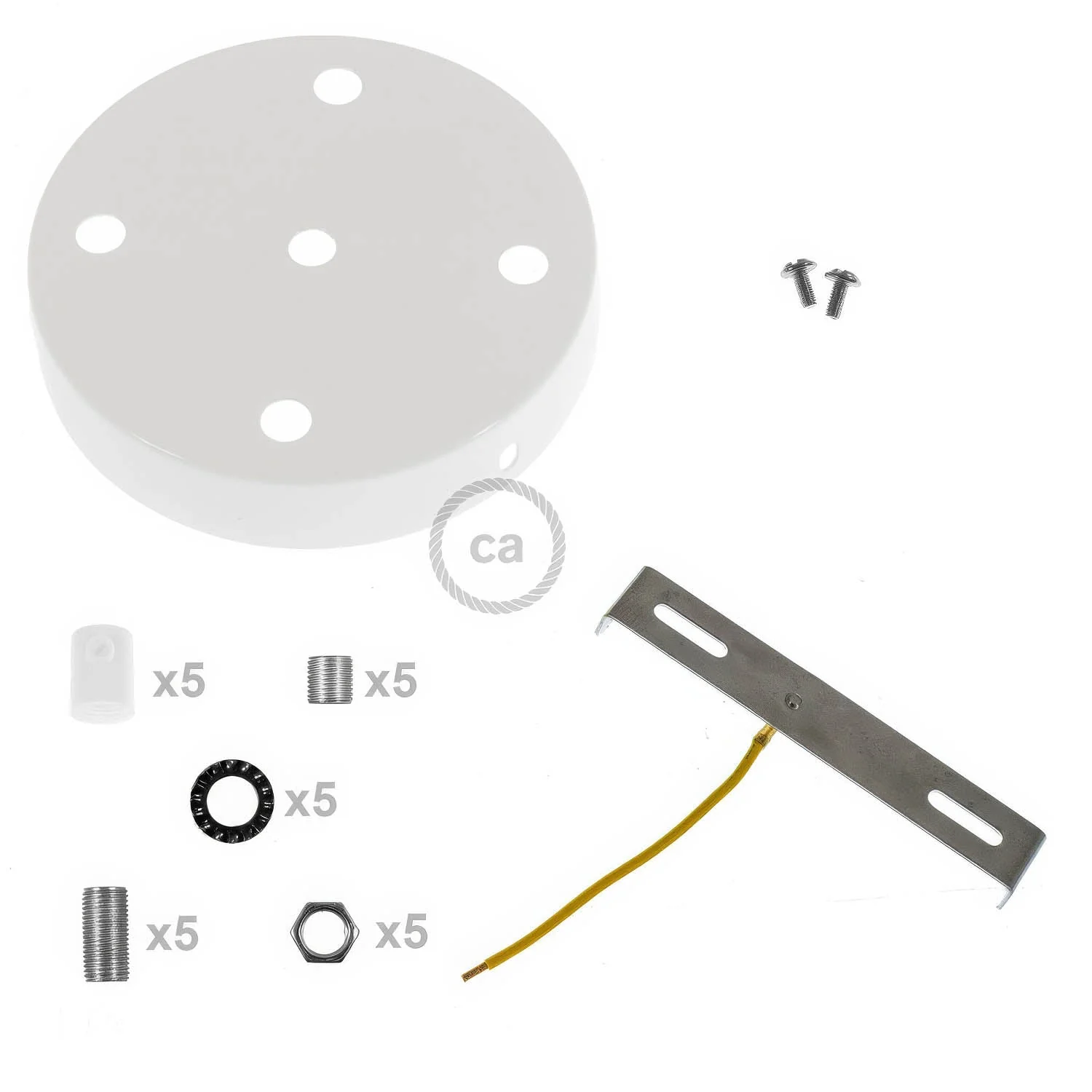 Kit rosone cilindrico in metallo a 5 fori - Bianco lucido - Image 8
