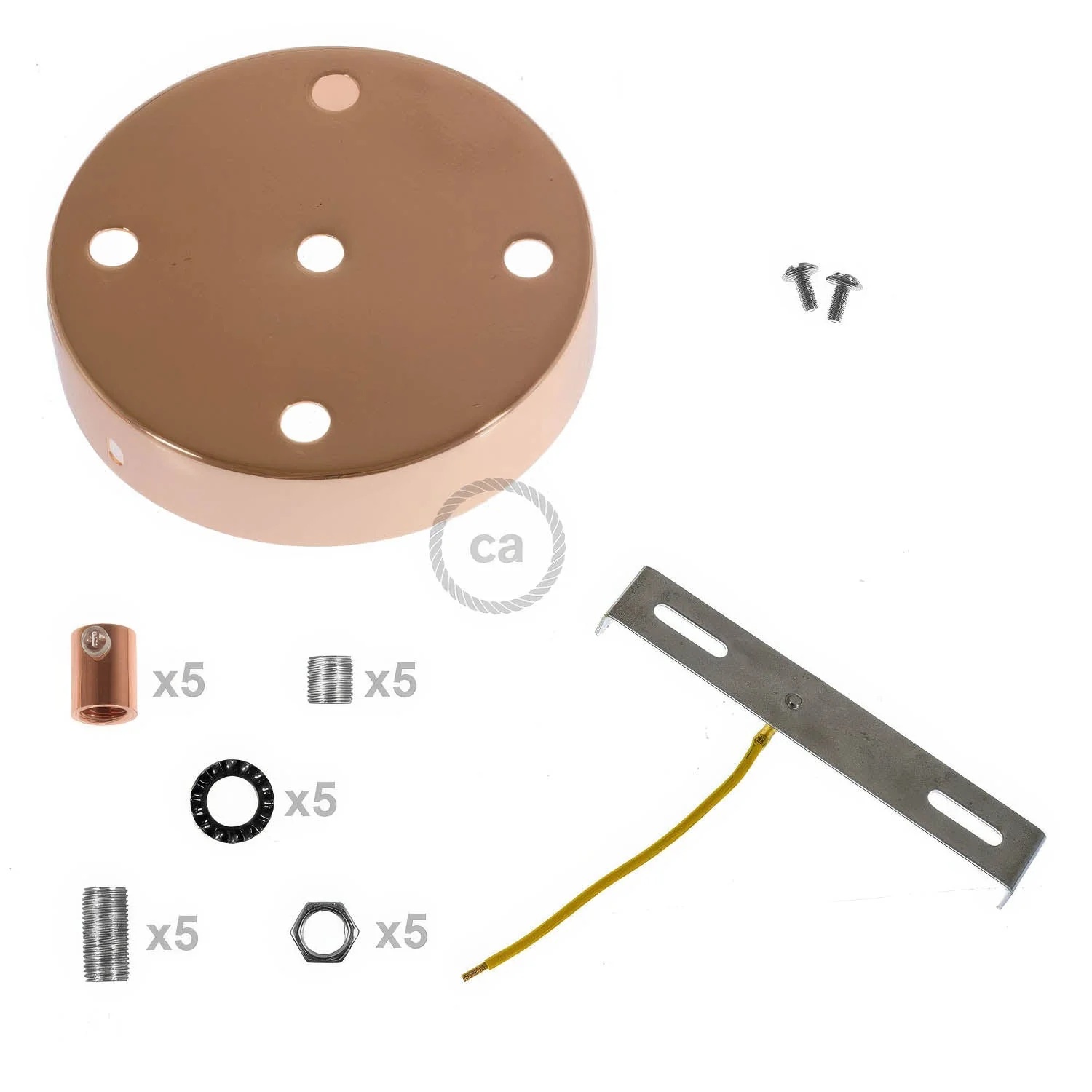 Kit rosone cilindrico in metallo a 5 fori - Rame - Image 8