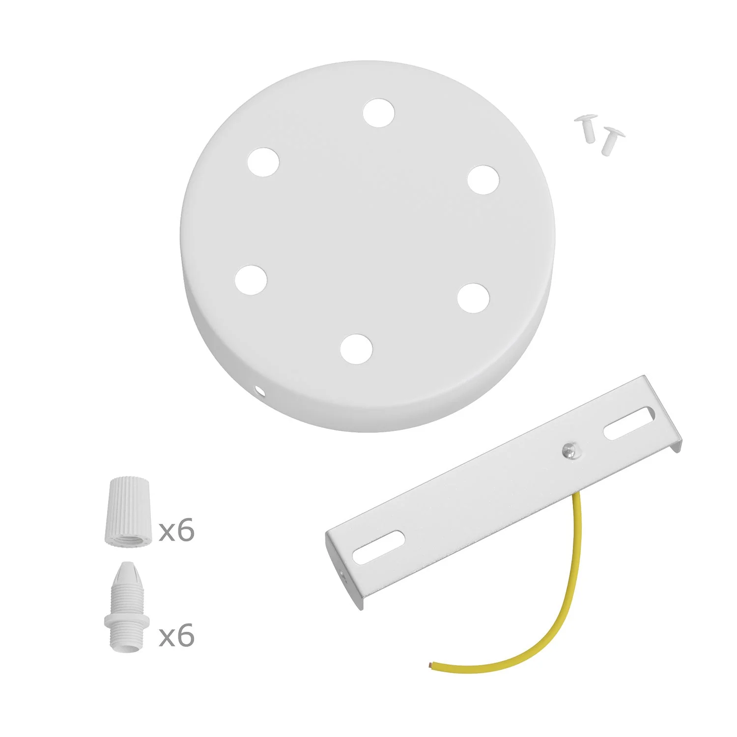 Kit rosone cilindrico in metallo a 6 fori - Bianco opaco - Image 3